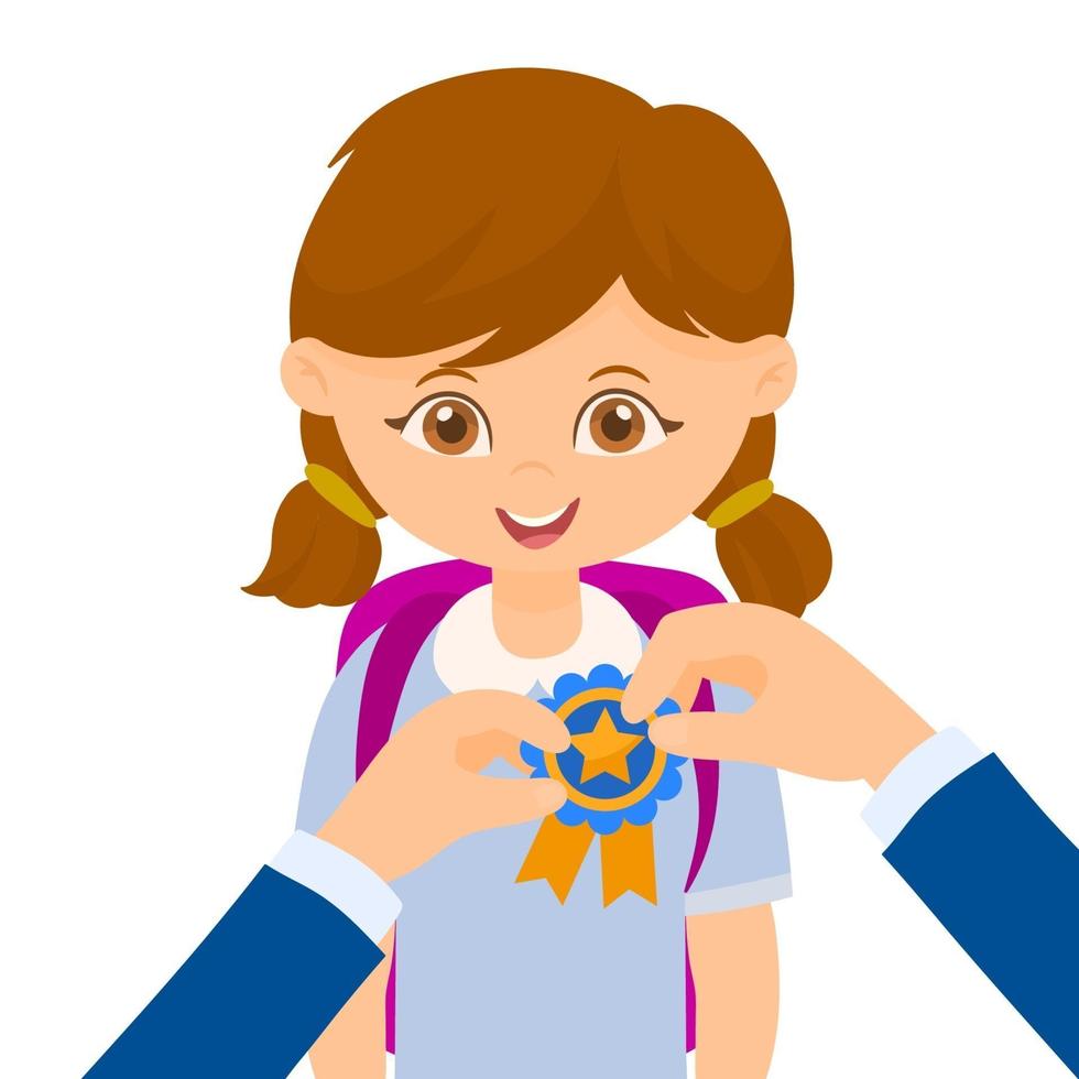 Happy Girl with Award in school vector