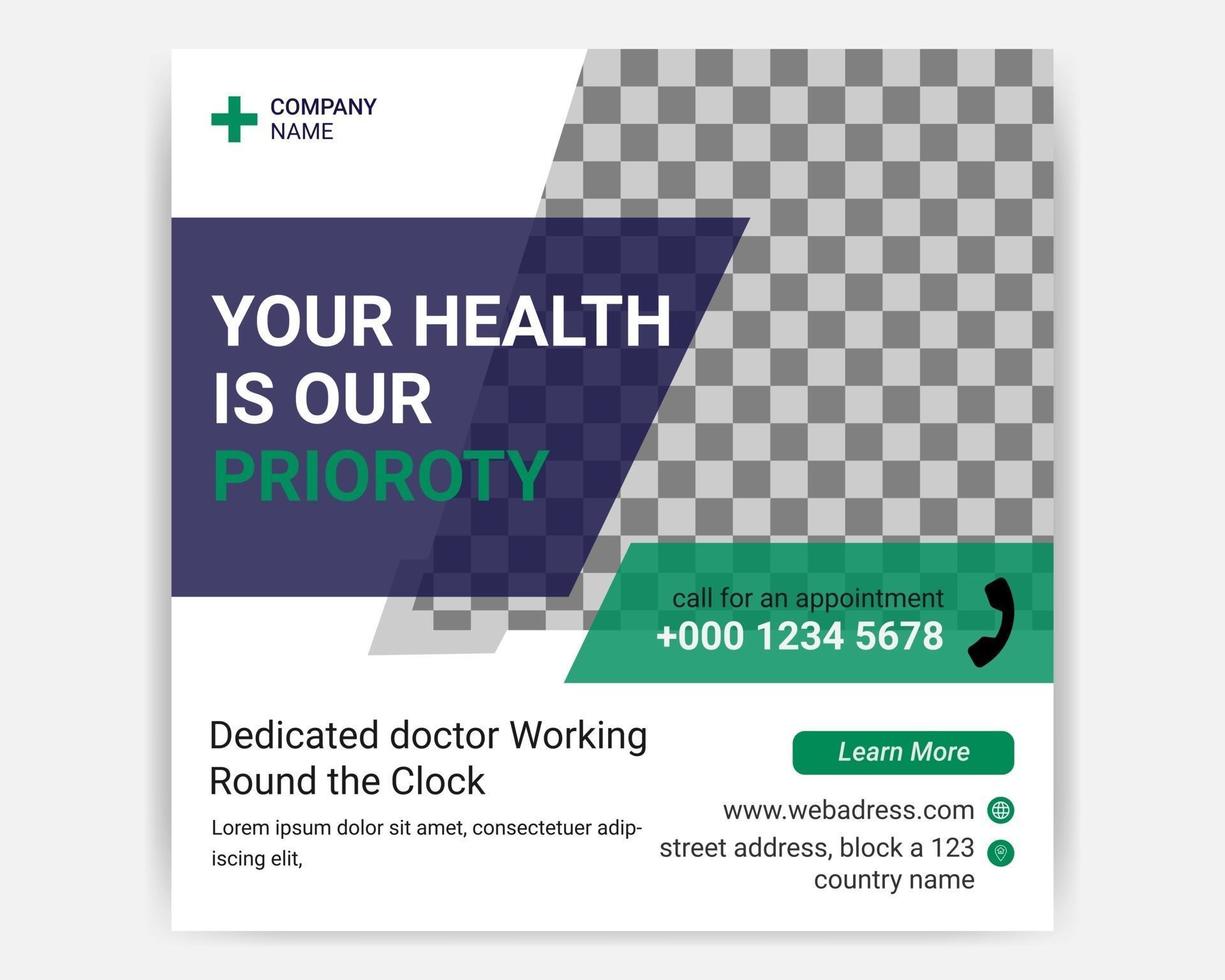 Medical Social Media Post Template Design vector
