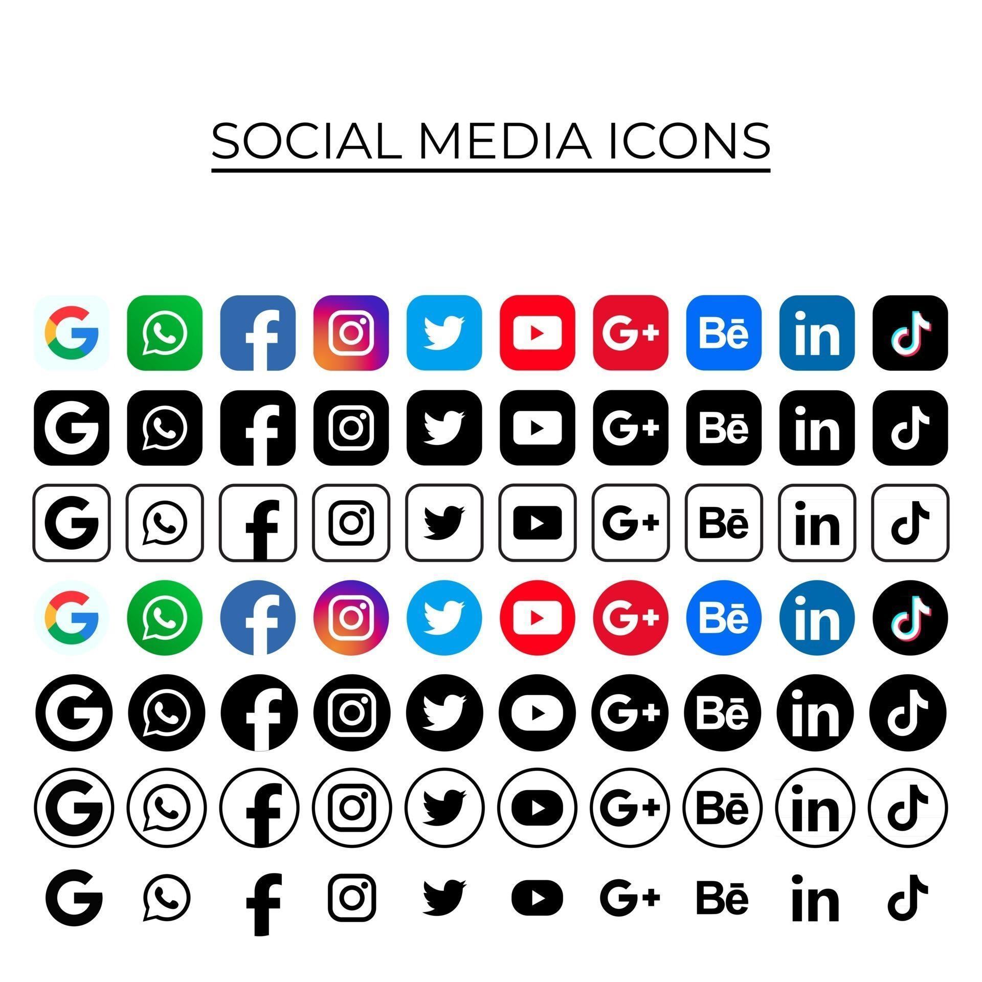 Popular social media icon set 5234714 Vector Art at Vecteezy