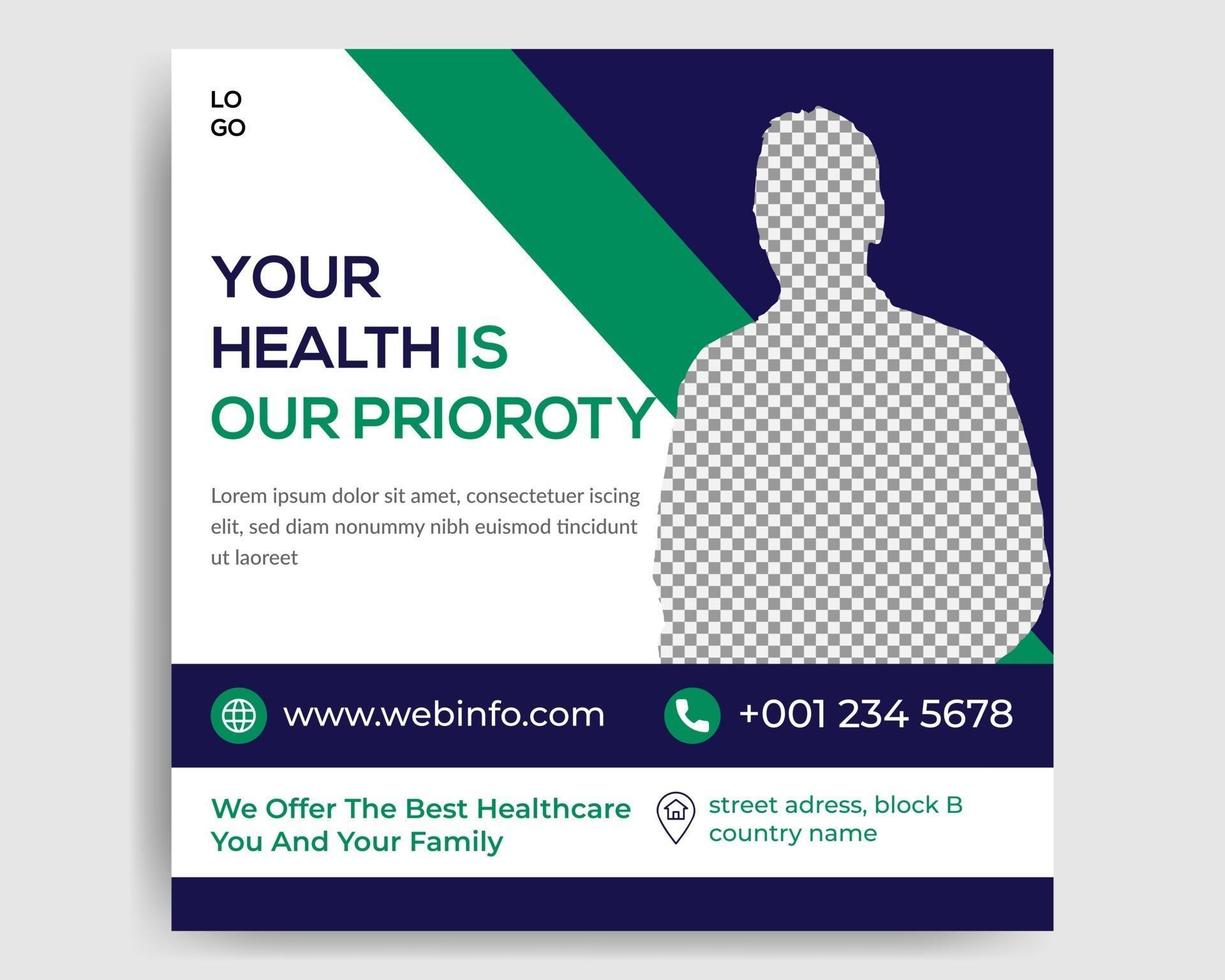 Medical healthcare Instagram post template design vector