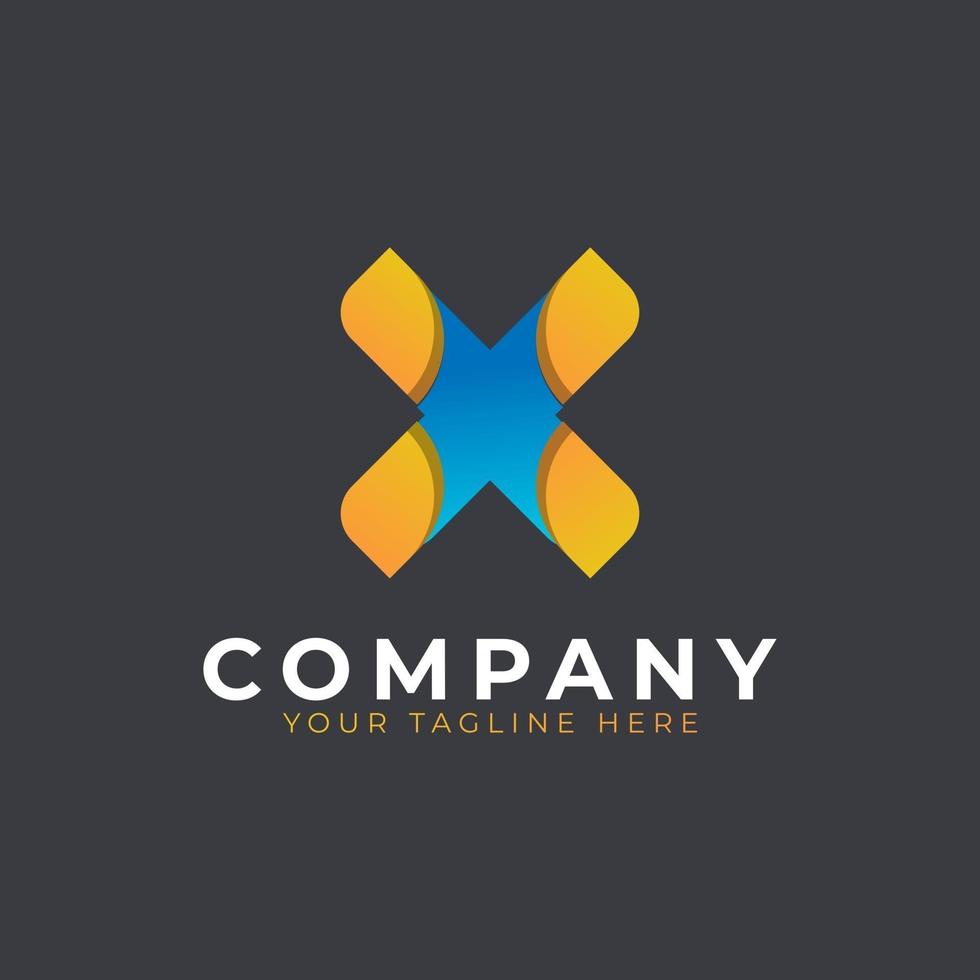 Creative Initial Letter X Logo Design. Yellow and Blue Geometric Arrow Shape. Usable for Business and Branding Logos. Flat Vector Logo Design Ideas Template Element. Eps10 Vector