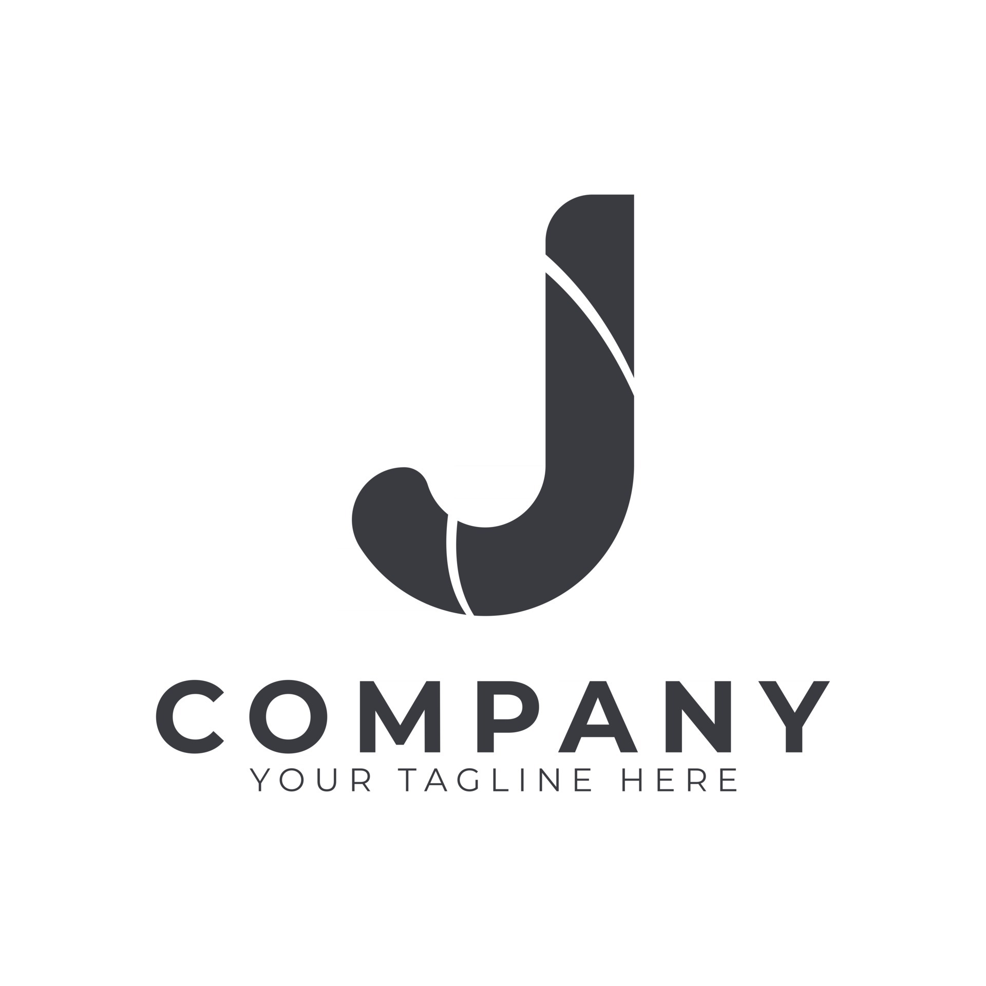 Creative Abstract Initial Letter J Logo Modern and Elegant. Black