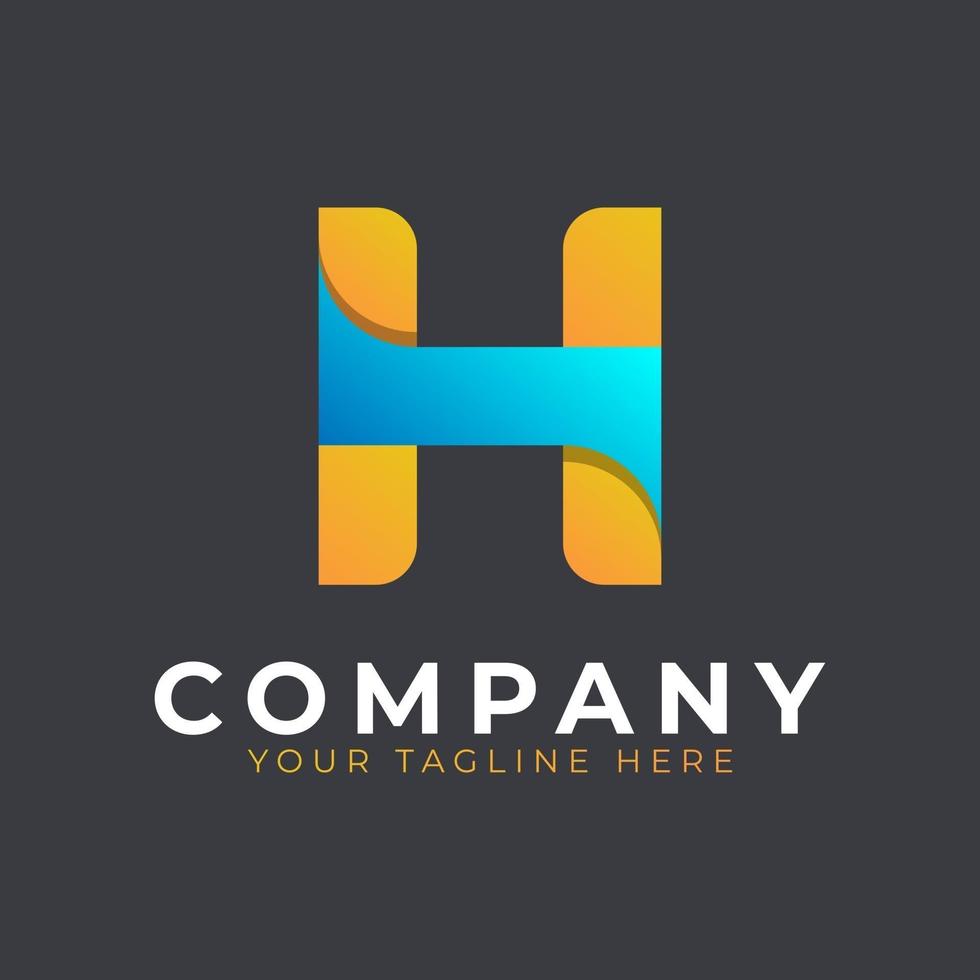 Creative Initial Letter H Logo Design. Yellow and Blue Geometric Arrow Shape. Usable for Business and Branding Logos. Flat Vector Logo Design Ideas Template Element. Eps10 Vector