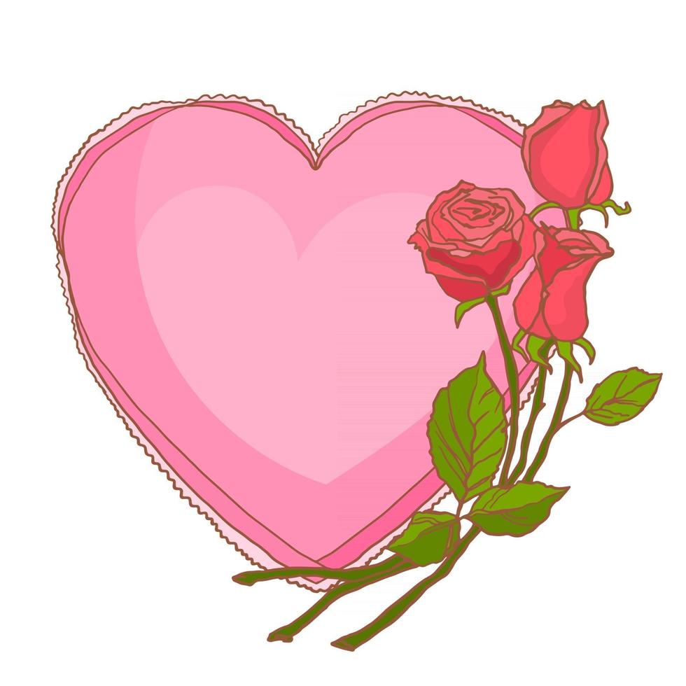 marco de san valentín de flores rojas. feliz dia de la madre corazon vector