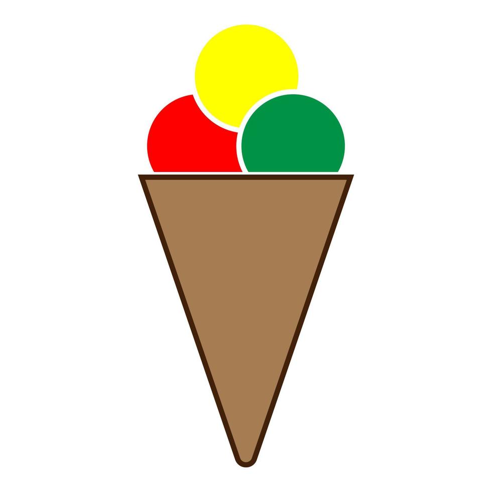 icono de cono de helado. color diferente . vector