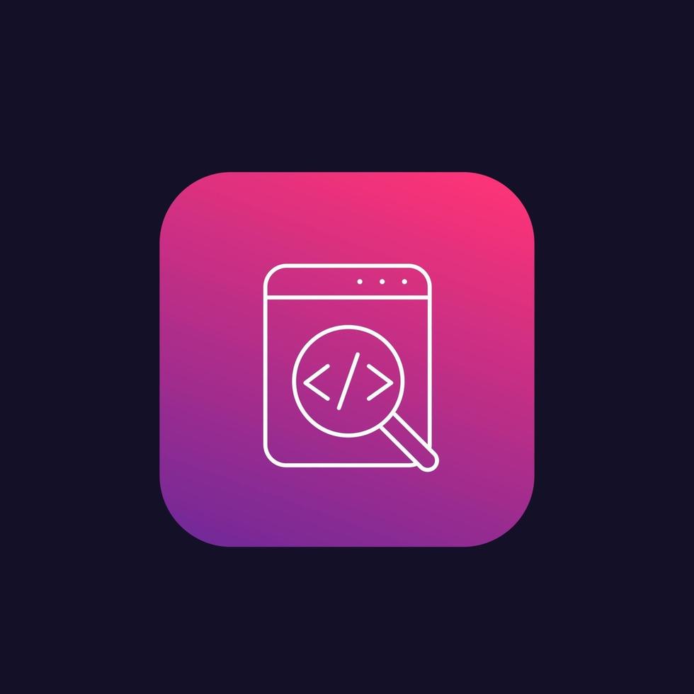Code review, software development linear icon vector