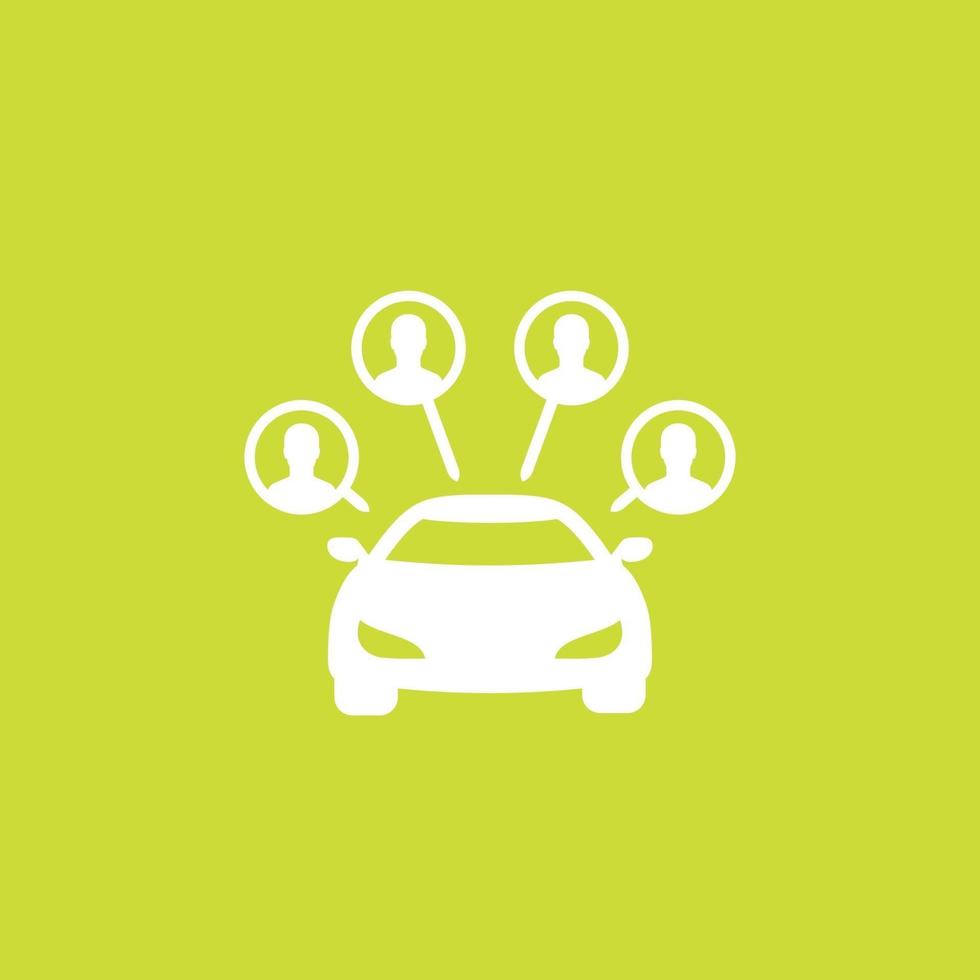 carsharing service vector icon, car and passengers