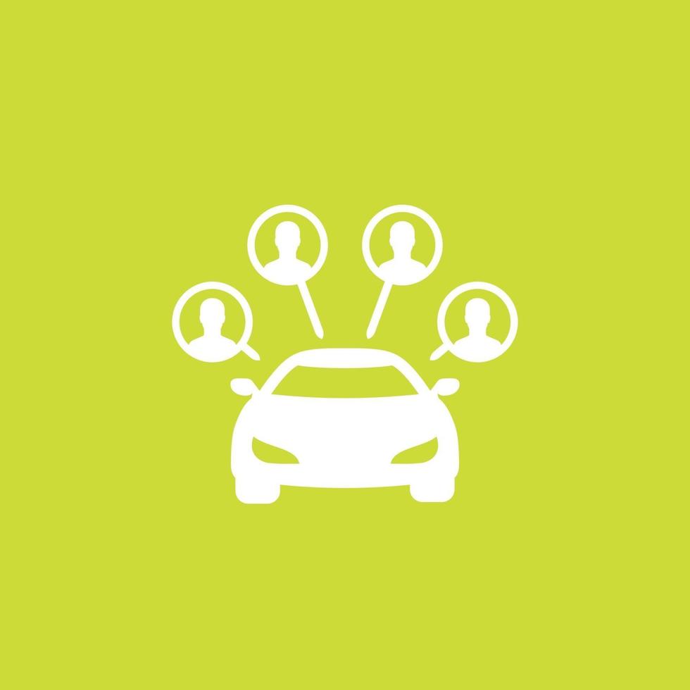 carsharing service vector icon, car and passengers