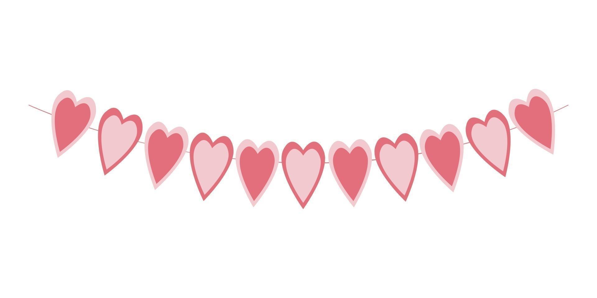 Heart bunting. Garland for Valentine day party, wedding, romantic date. Decoration for banners, greeting cards and invitations vector