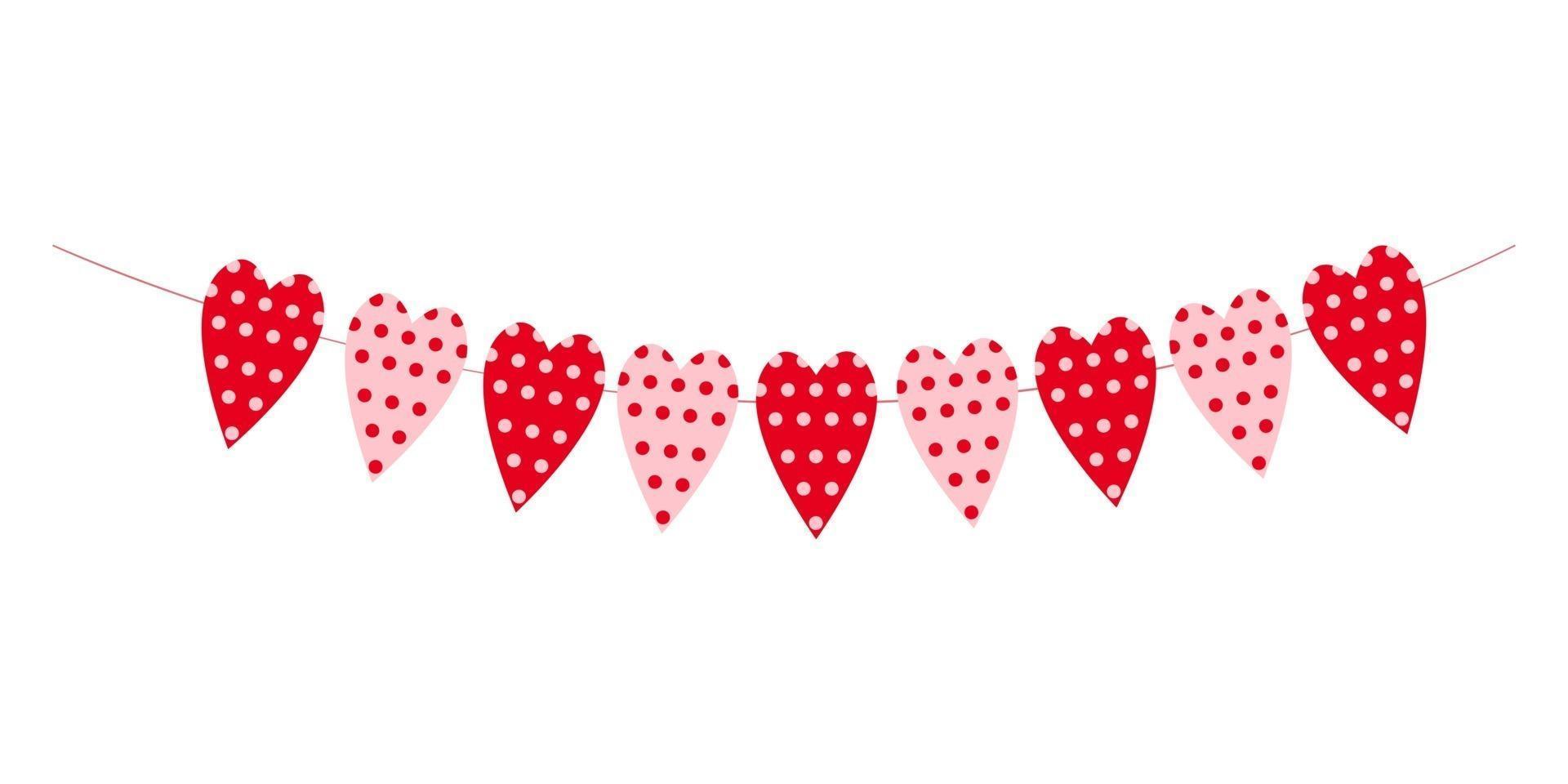 Heart bunting. Garland for Valentine day party, wedding, romantic date. Decoration for banners, greeting cards and invitations vector