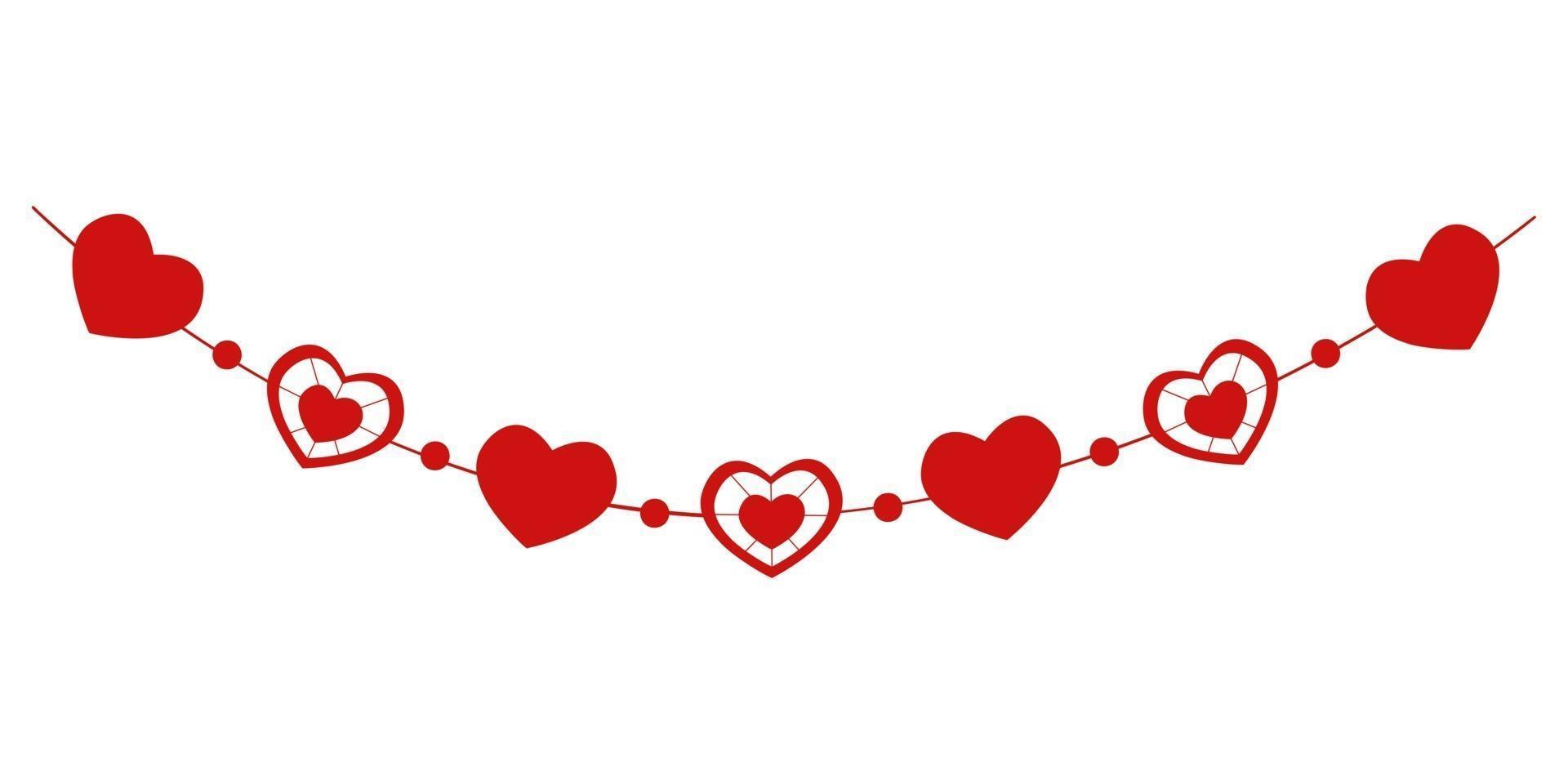 Heart bunting. Garland for Valentine day party, wedding, romantic date. Decoration for banners, greeting cards and invitations vector