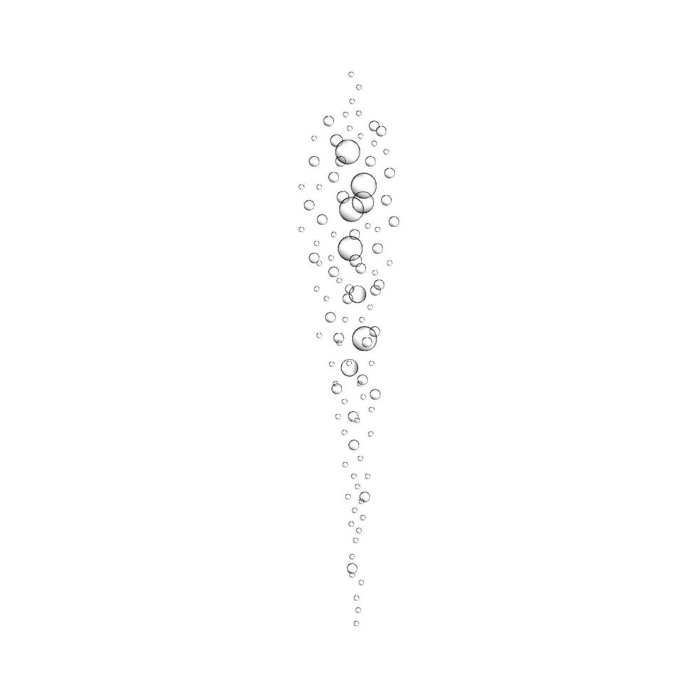 Air bubbles rising up underwater. Fizzy drink, carbonated sparkling water, soda, lemonade, champagne, beer. Oxygen bubbles in ocean, sea or aquarium vector