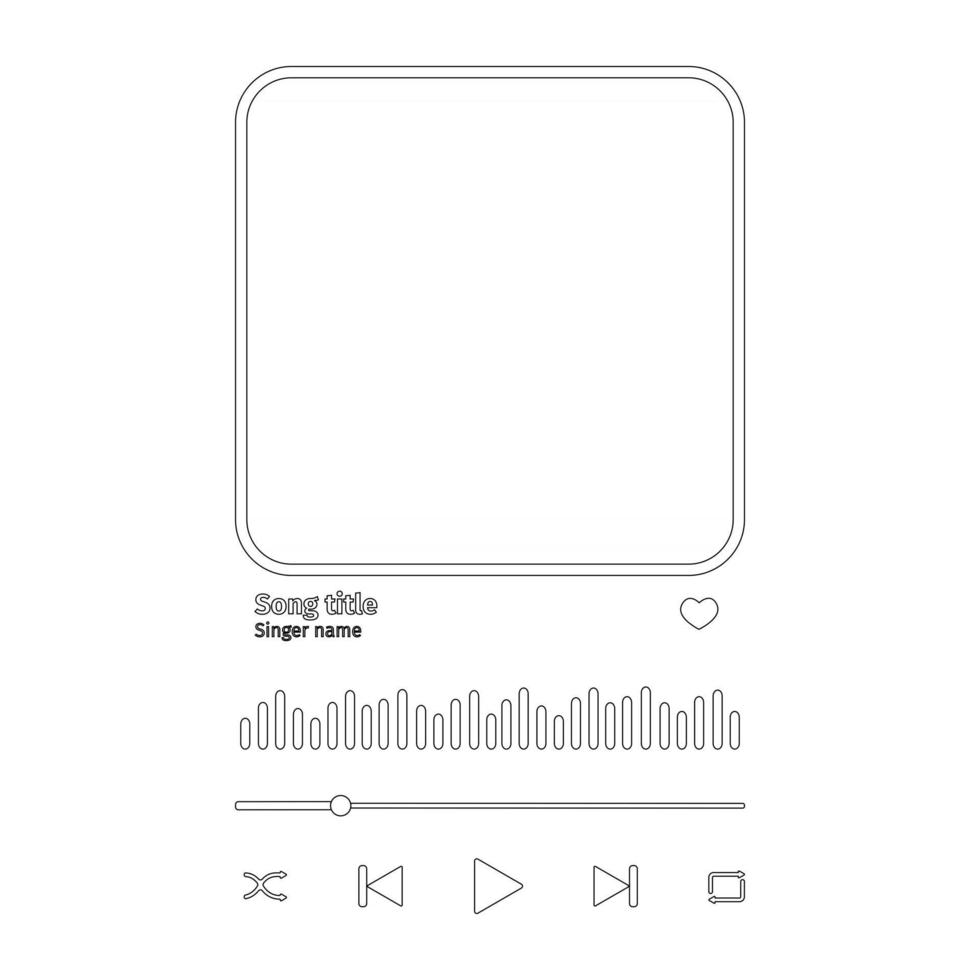 plantilla de reproductor de audio con botones, barra de carga, signo de ecualizador y marco para portada de álbum. impresión de placa de canción de moda para hacer un regalo romántico vector