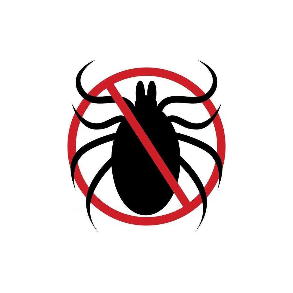 Stop mite icon. Anti tick forbidden sign for insect spray killer repellent vector