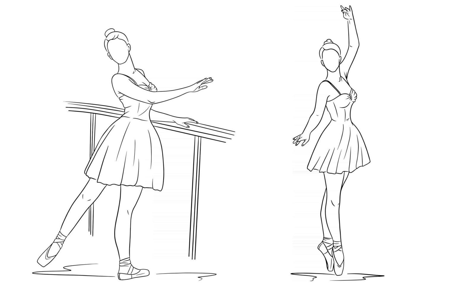 bailarina en vestido y zapatos de punta. estilo de línea. bailarín. vector