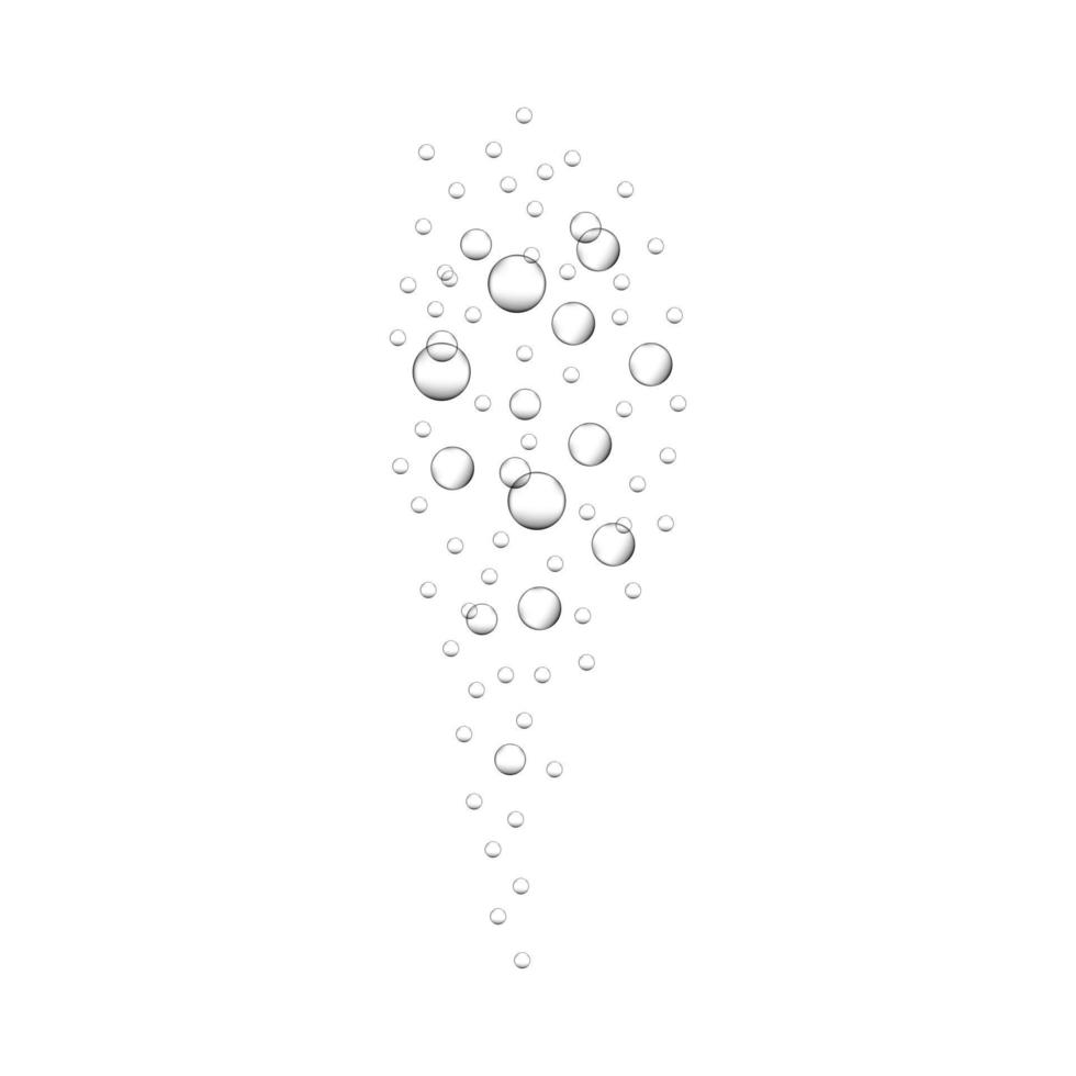 Air bubbles in fizzy drink, carbonated water, soda, lemonade, sparkling wine. Underwater oxygen bubbles rising up in sea or aquarium vector