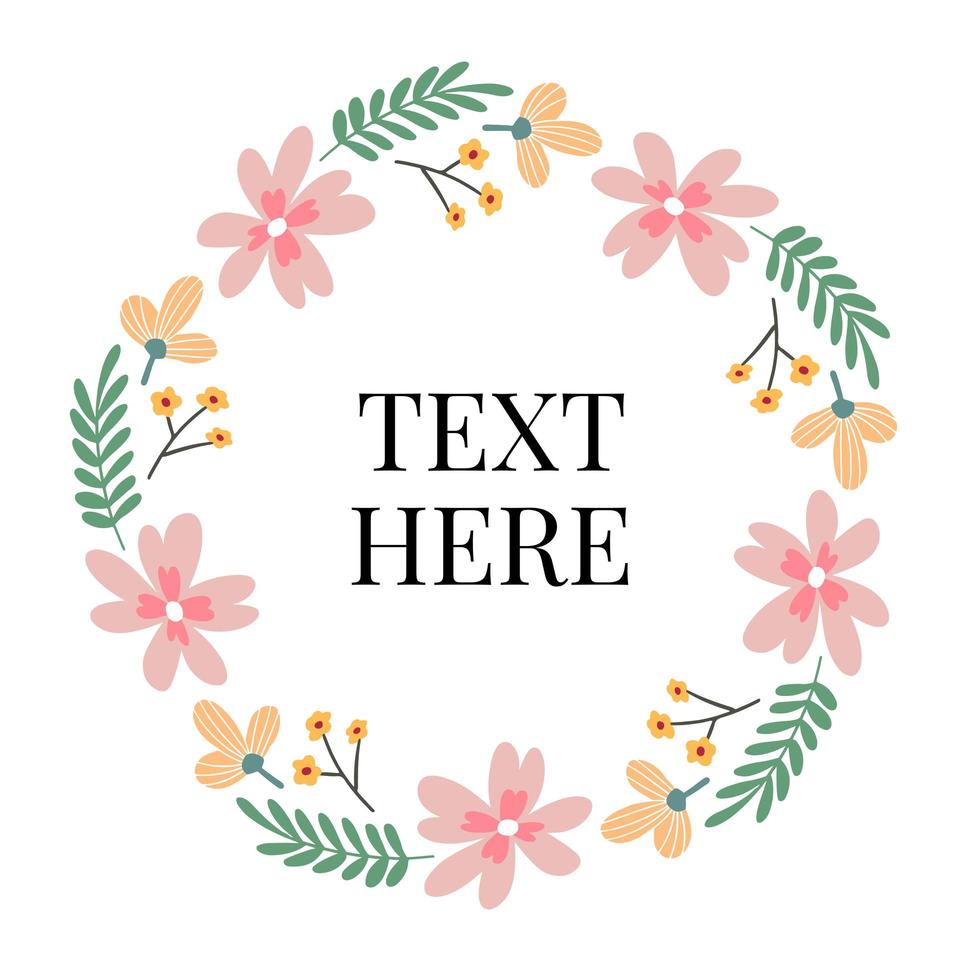 Floral Frame Collection. Set of cute retro flowers arranged un a shape of the wreath perfect for wedding invitations and birthday cards vector