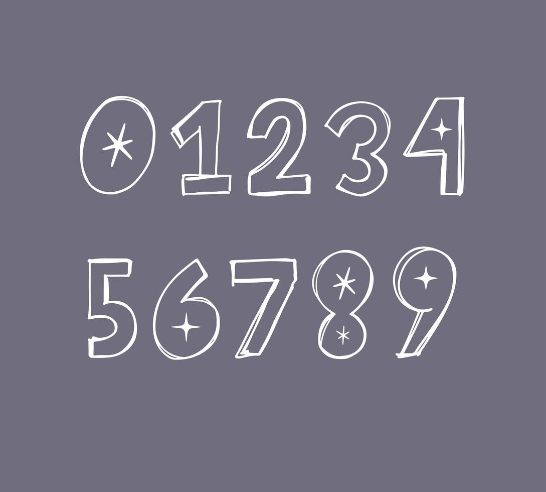 Hand drawn vector numbers font abstract doodle Vector illustration