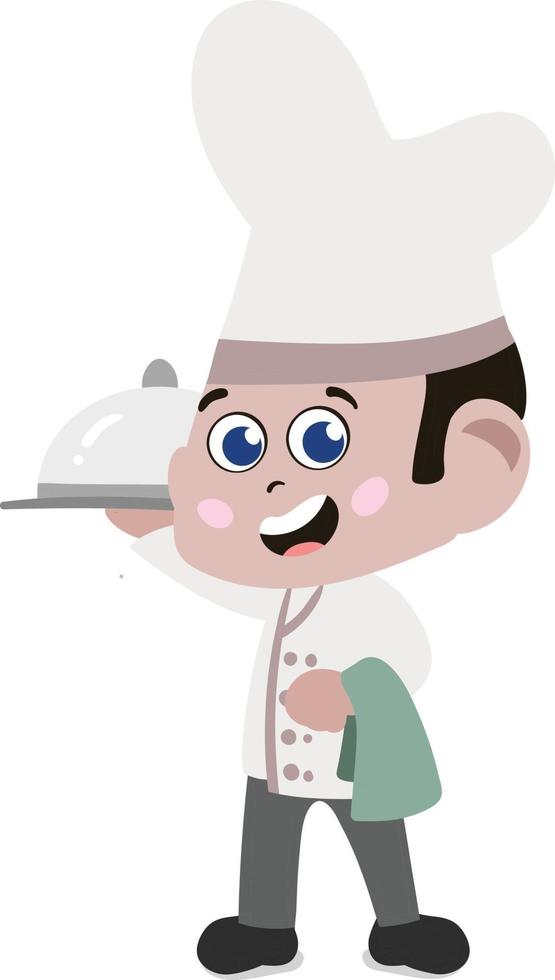 niño de preescolar de jardín de infantes vestido como chef profesional o camarero vector