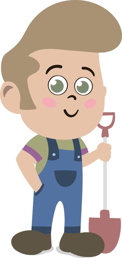 Kindergarten Preschool Kid Dressed as Professional Farmer vector