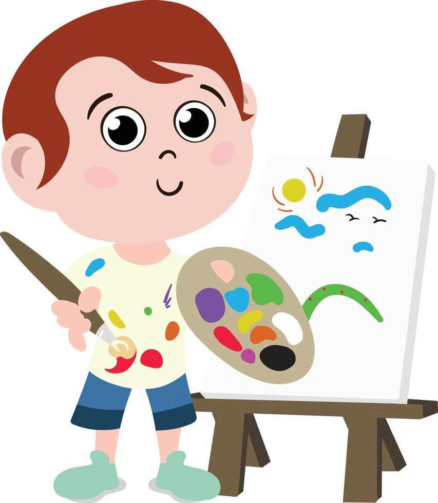 Professional Kid dressed as Painter or Artist vector