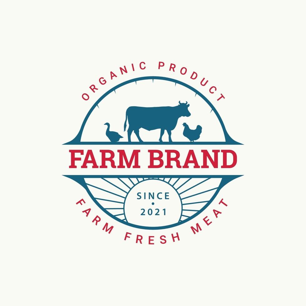 Farm logo with cow chicken vector template