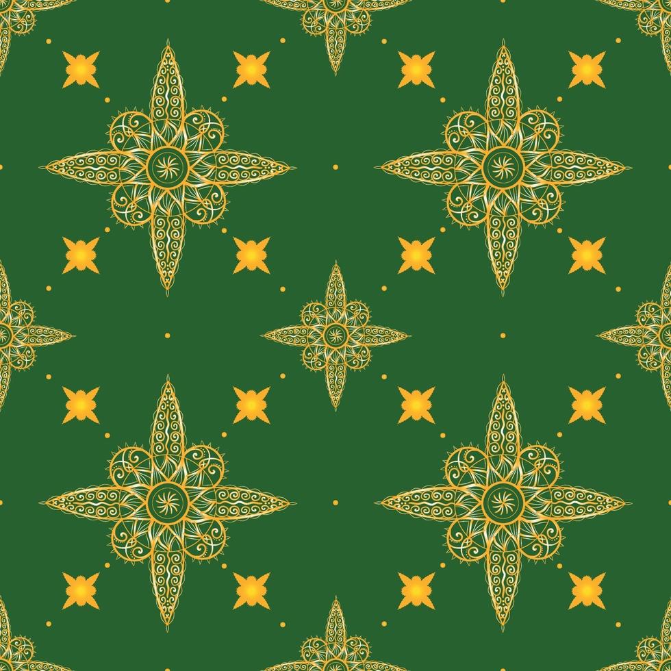 Seamless mandala ethnic pattern with floral motives. Kalamkari stylized print template vector