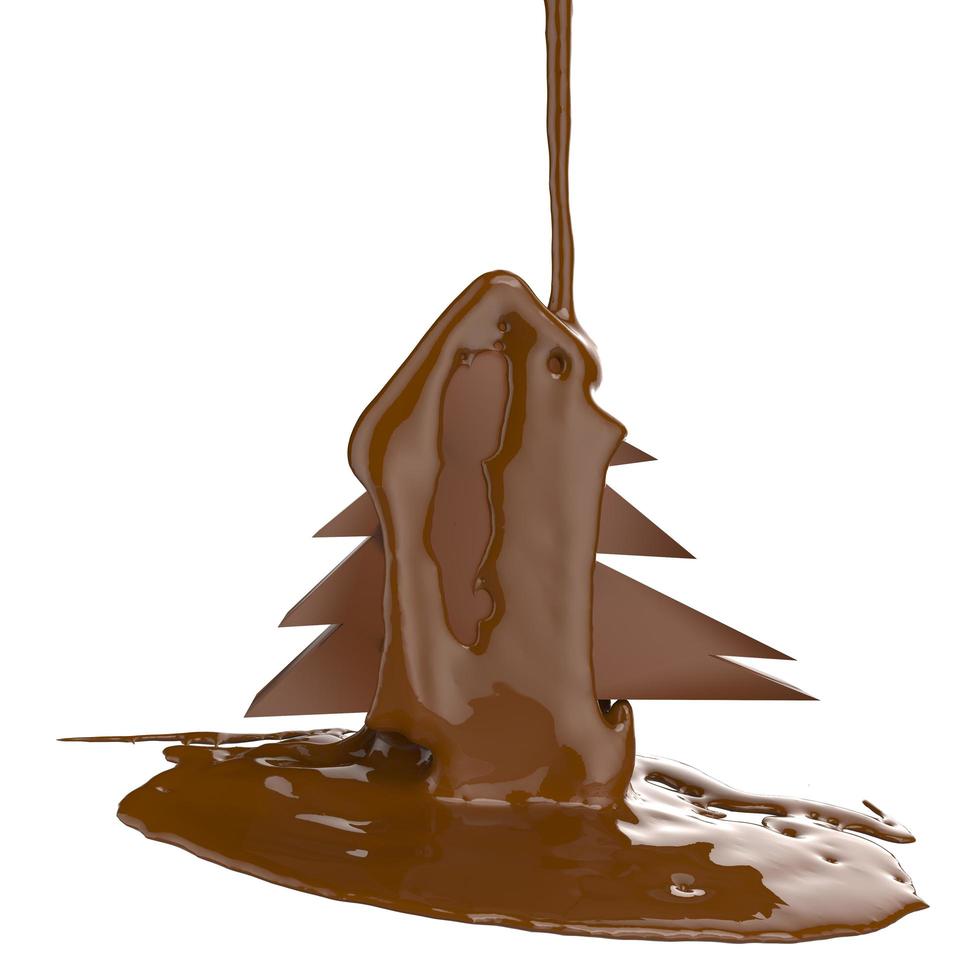 chocolate cacao flujo un árbol de navidad foto