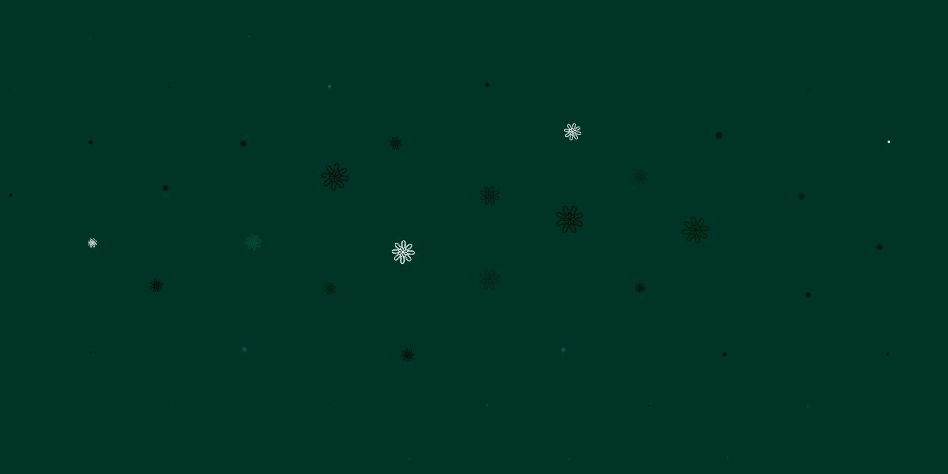 Light Green vector doodle pattern with flowers.