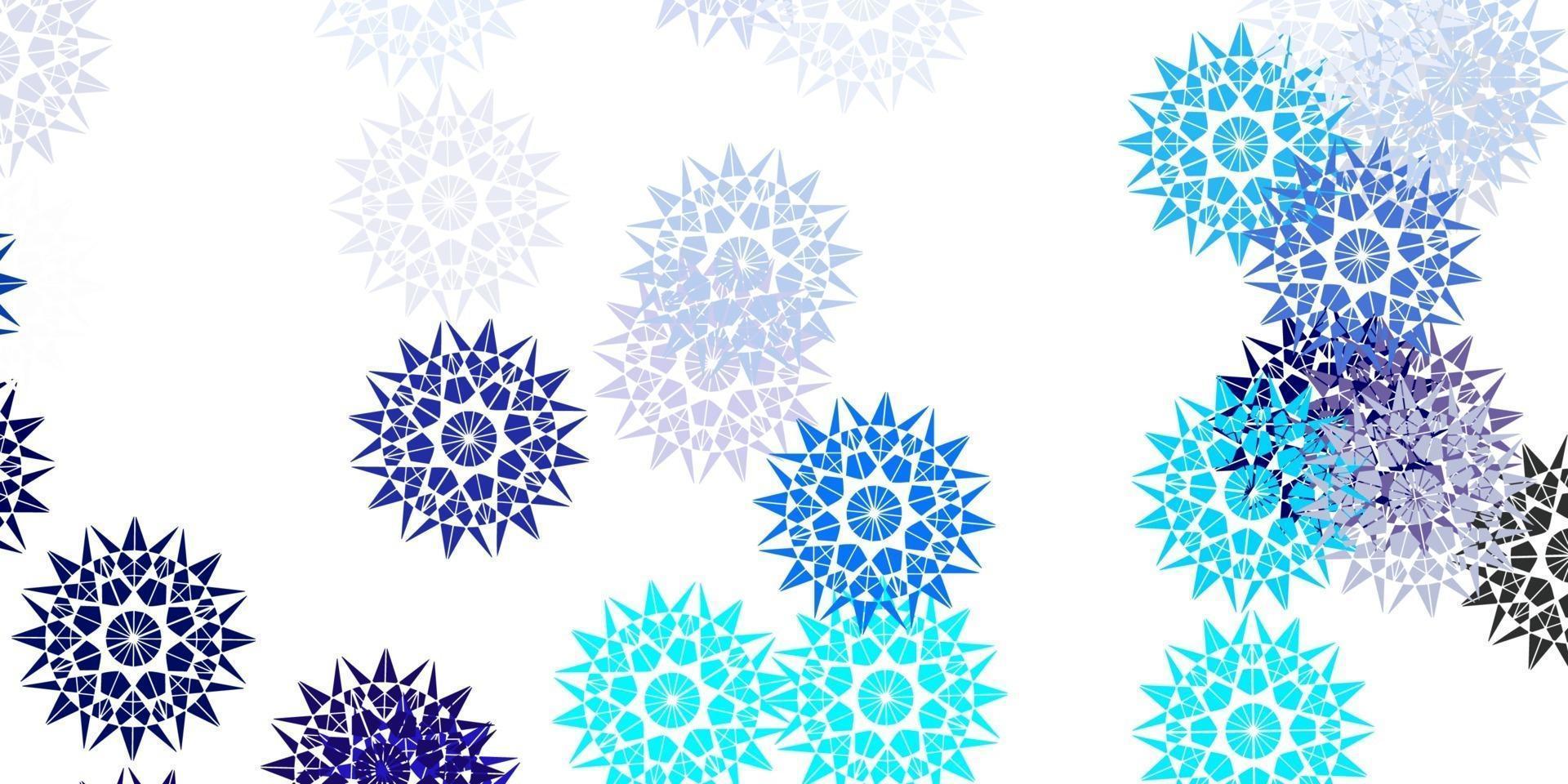 Fondo de vector azul claro con copos de nieve de Navidad.