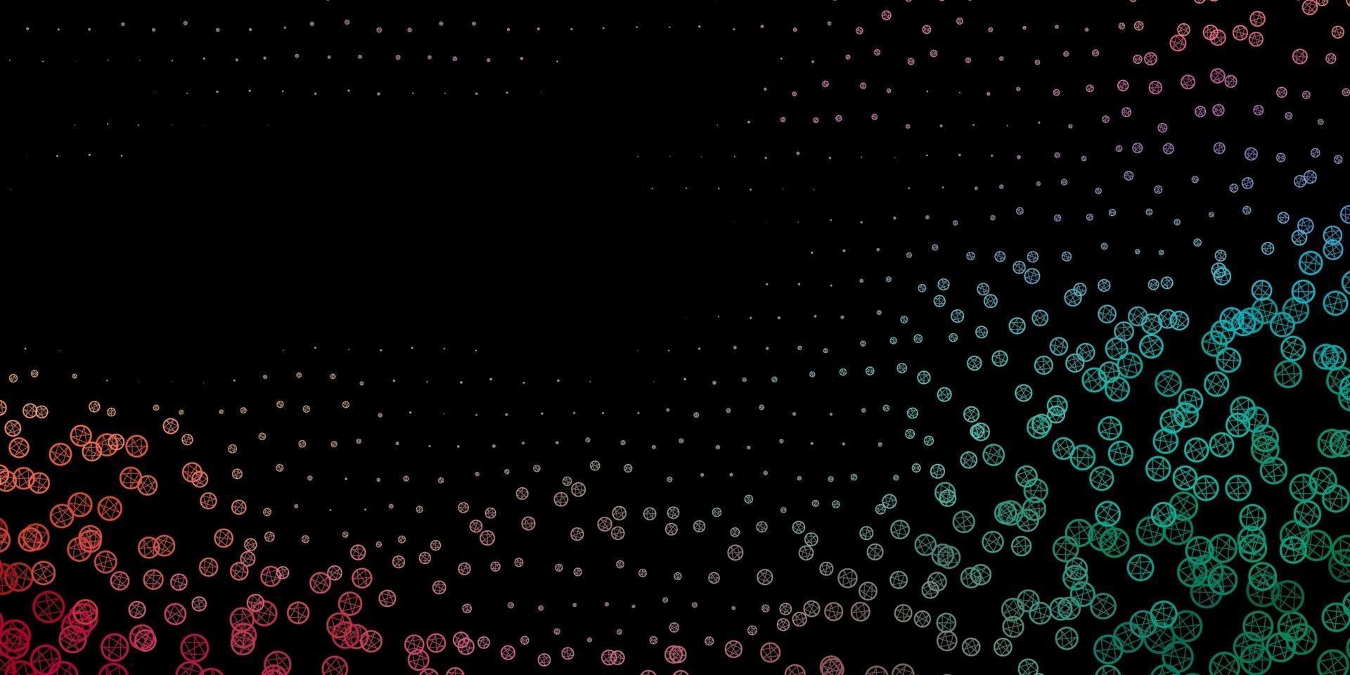 Dark Green, Red vector background with occult symbols.