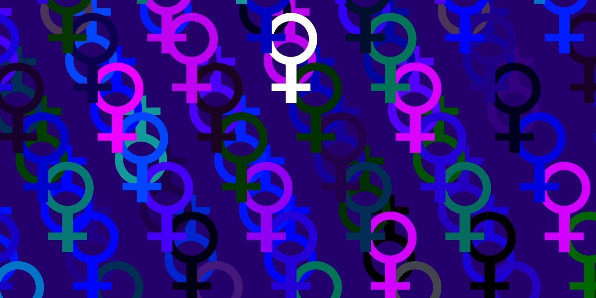 Light Multicolor vector backdrop with woman's power symbols.