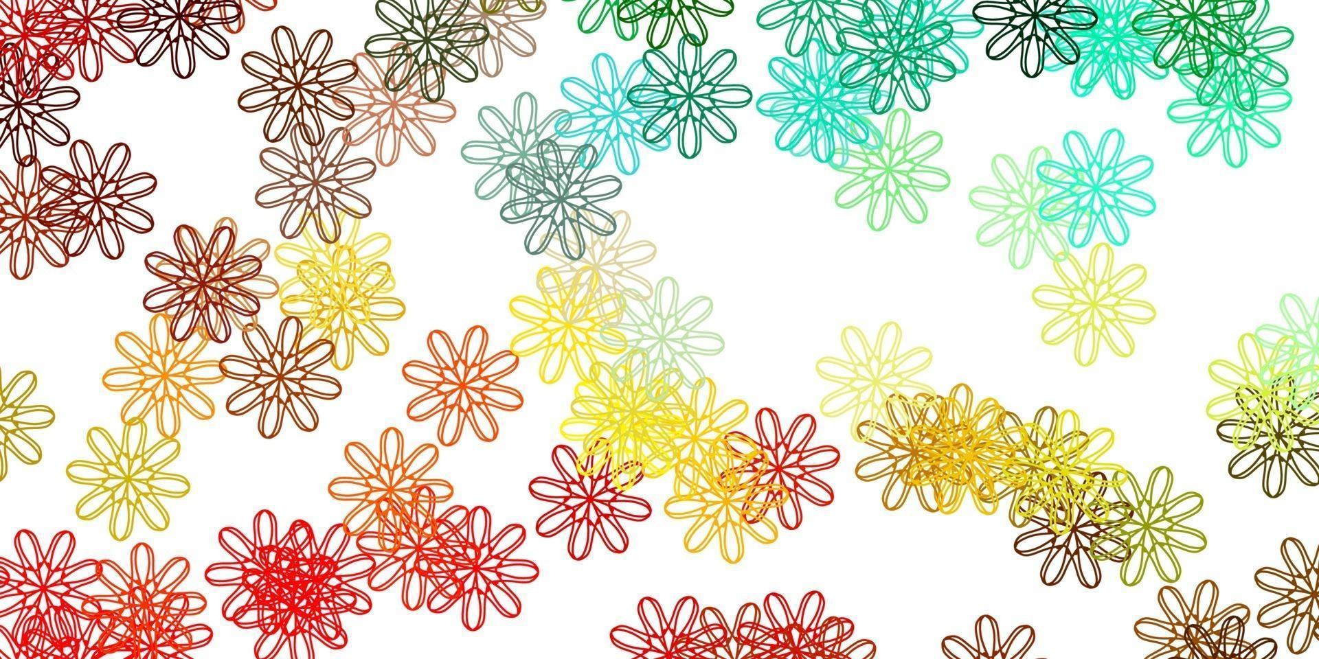 patrón de doodle de vector multicolor claro con flores.