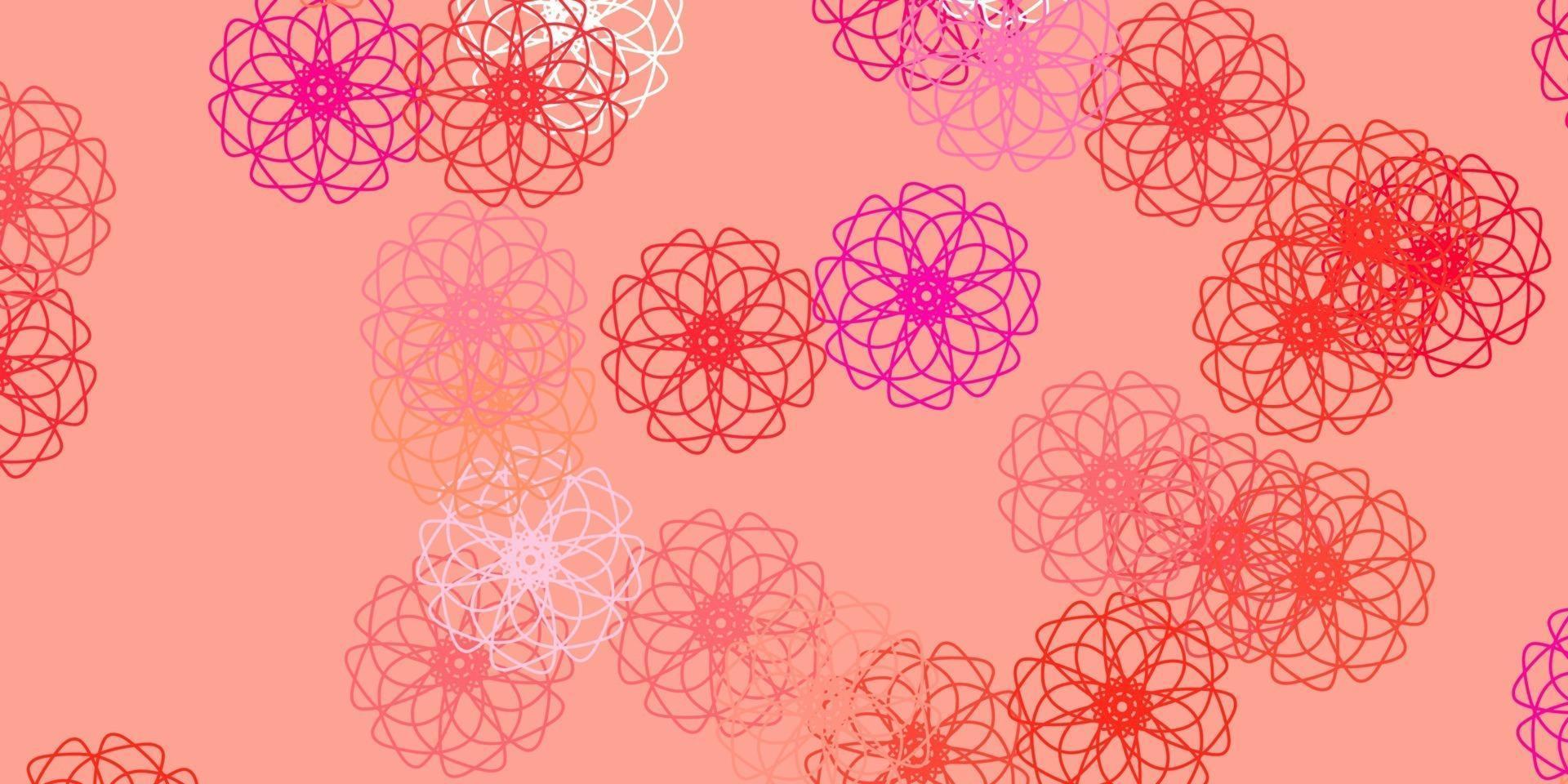 Fondo de doodle de vector rosa claro con flores.