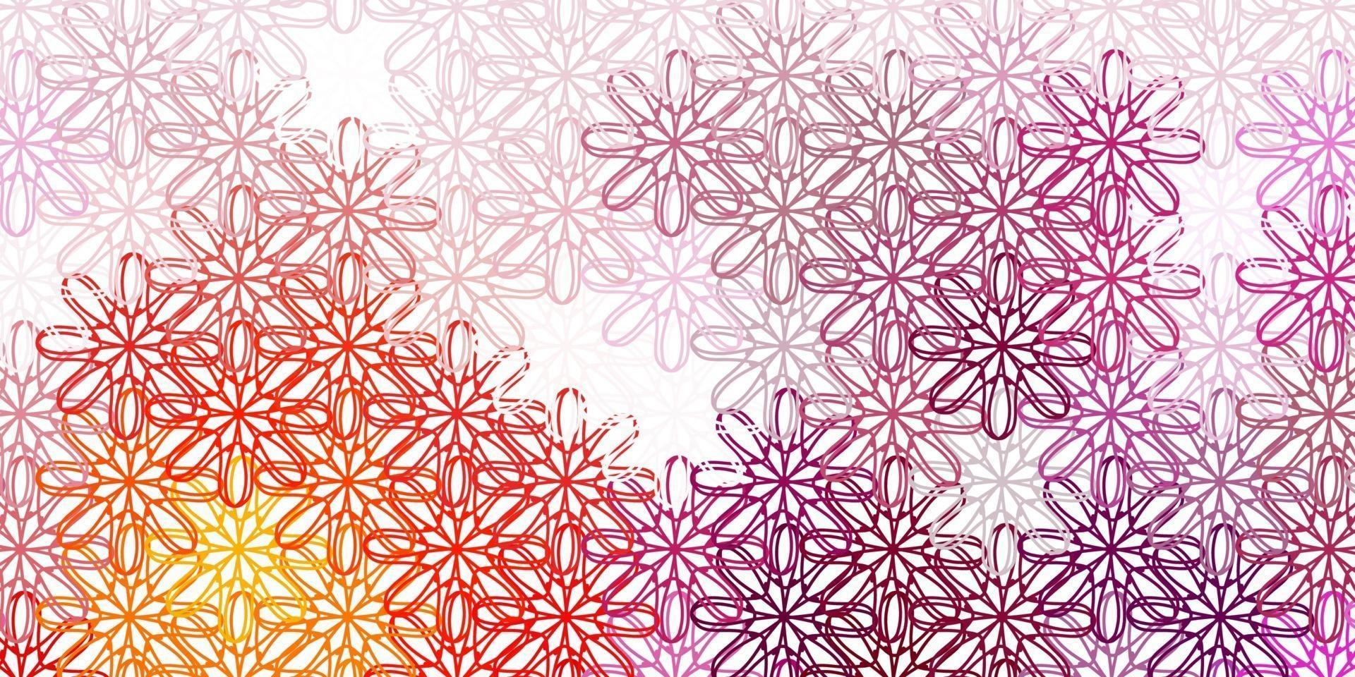 Light Pink, Yellow vector doodle background with flowers.