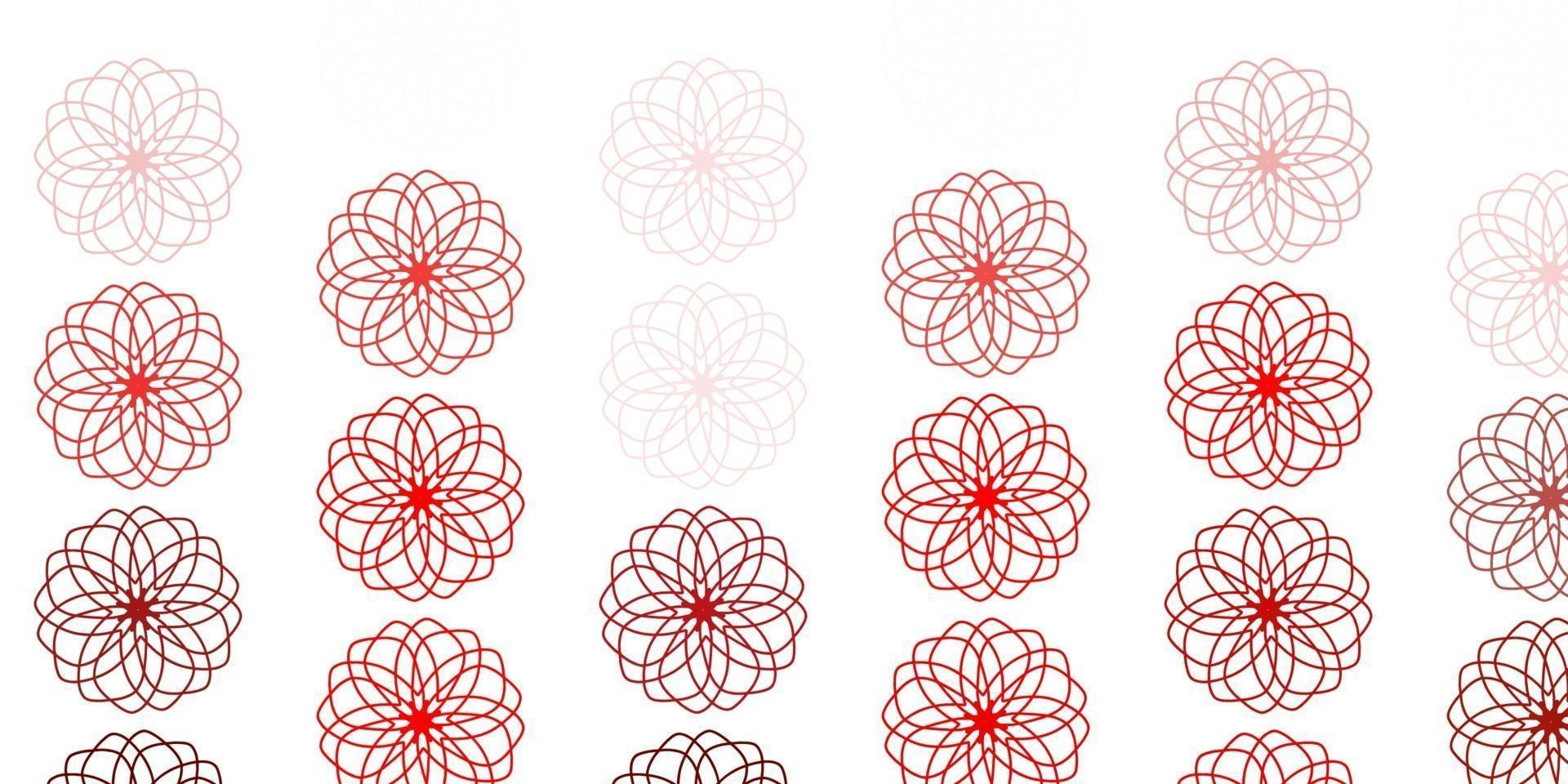 Light red vector doodle template with flowers.