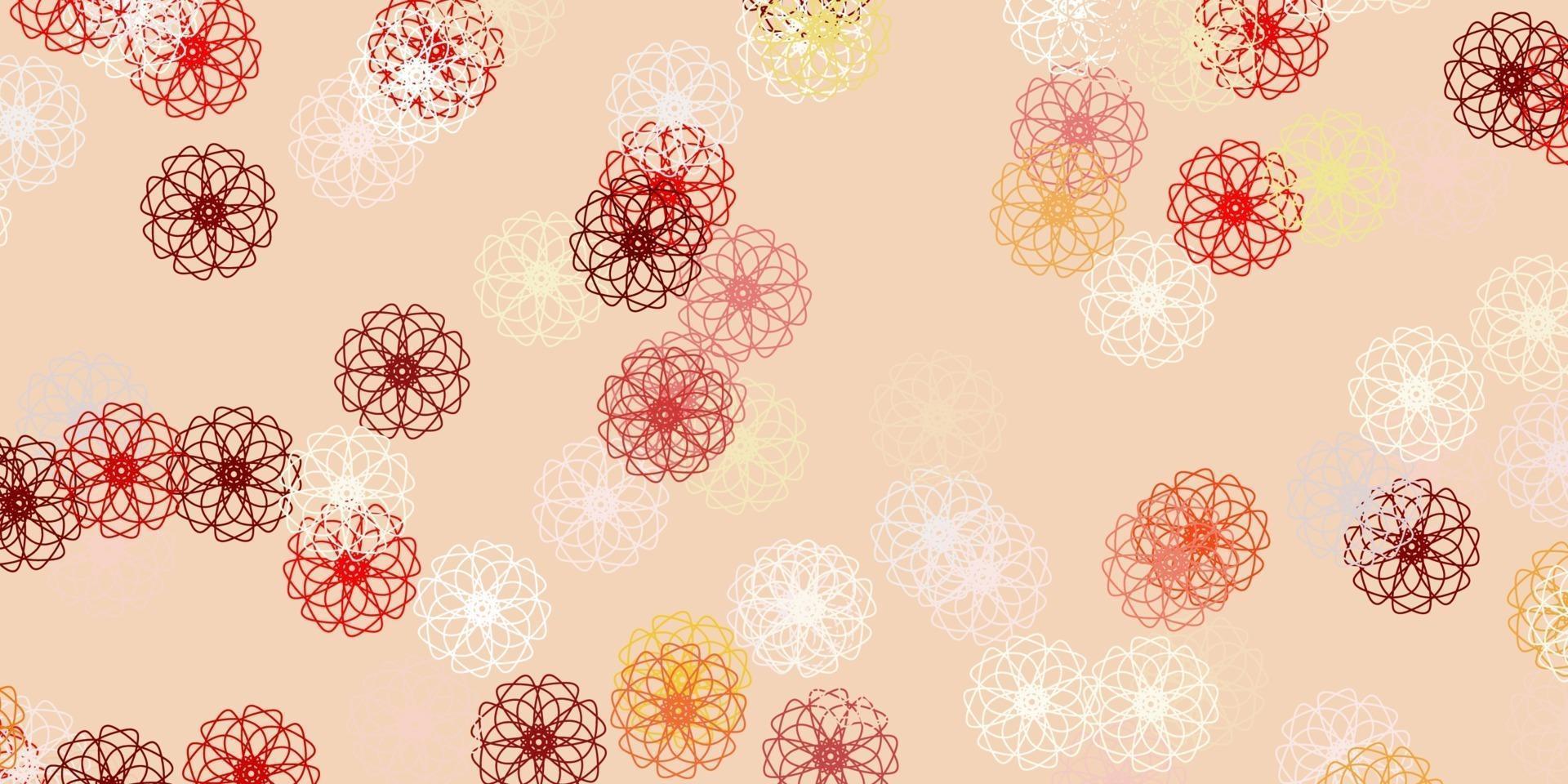 Light red vector doodle pattern with flowers.