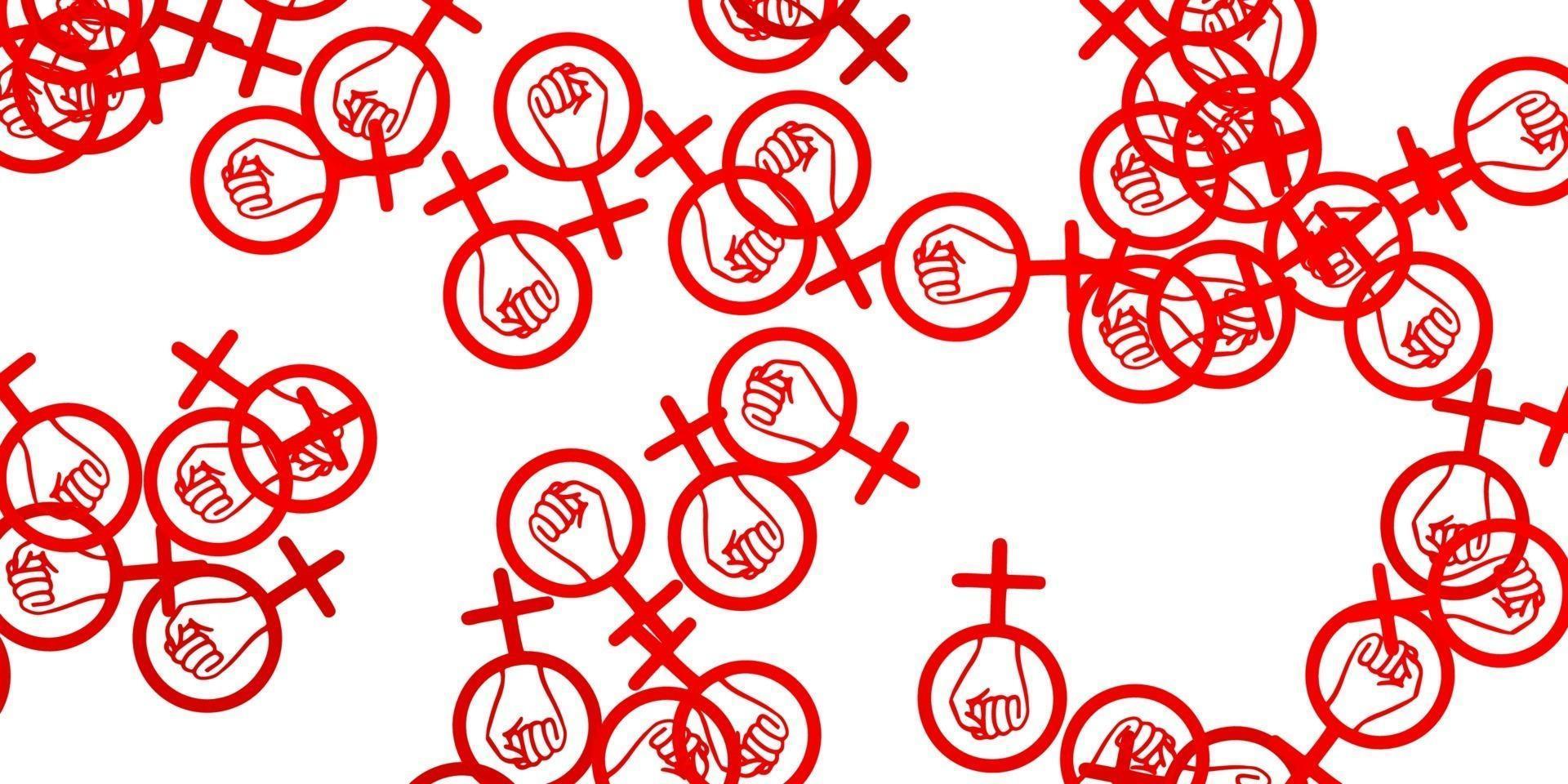 Light Red vector backdrop with woman's power symbols.