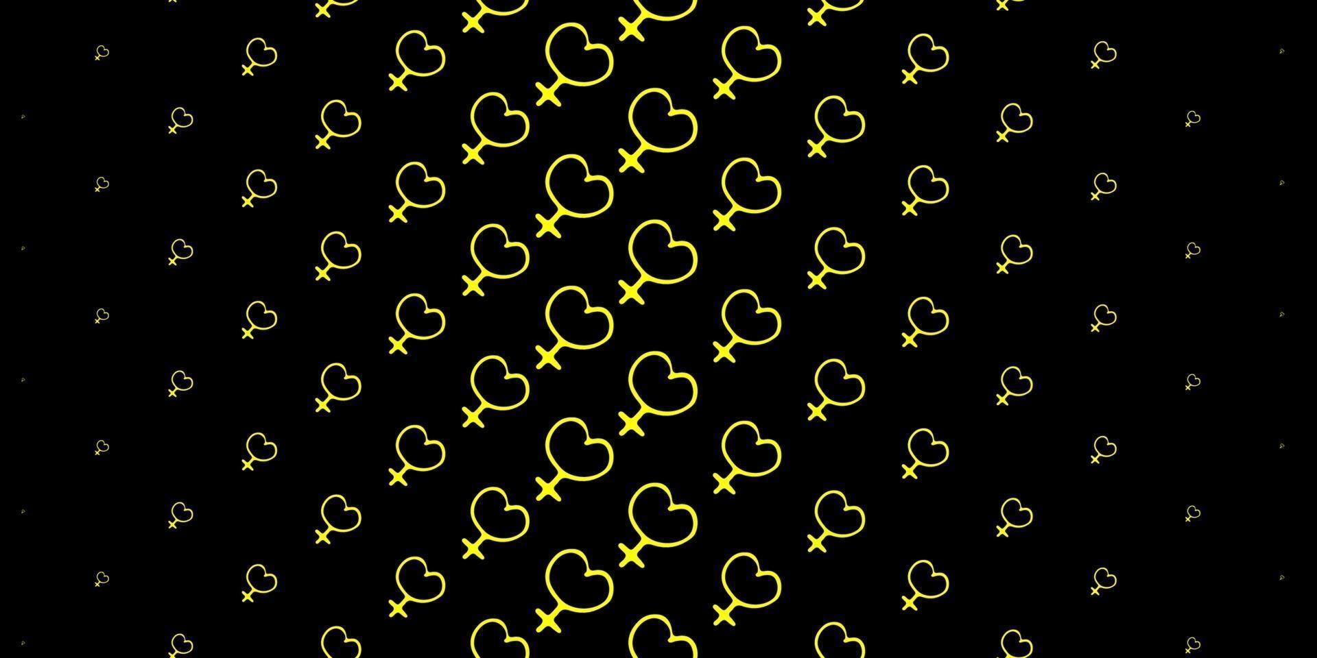 Dark Yellow vector pattern with feminism elements.