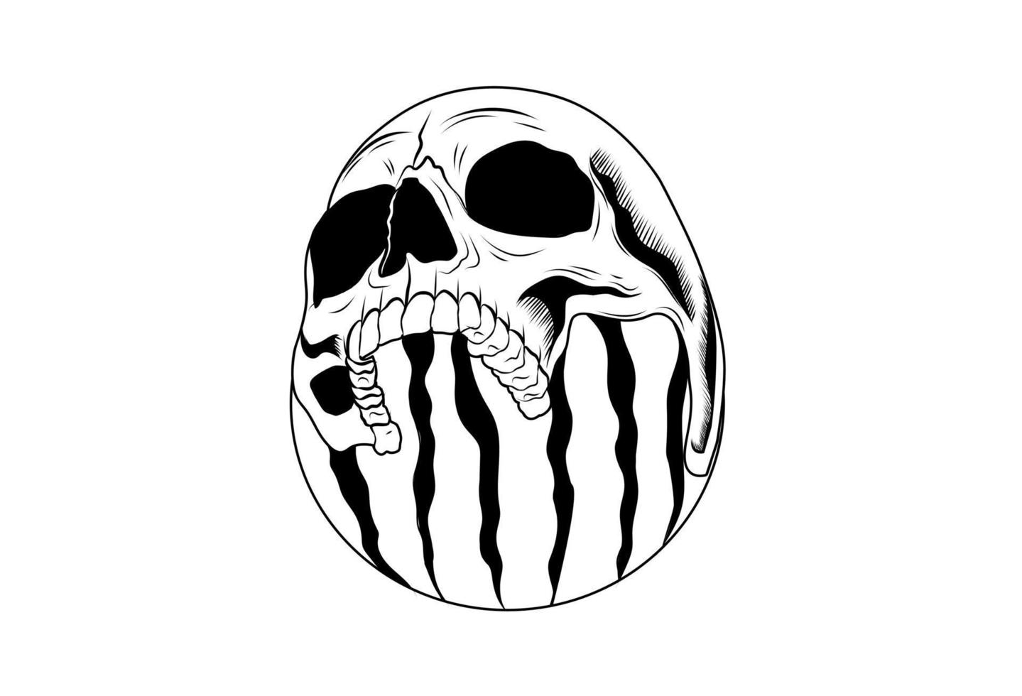 Skull With watermelon vector illustration