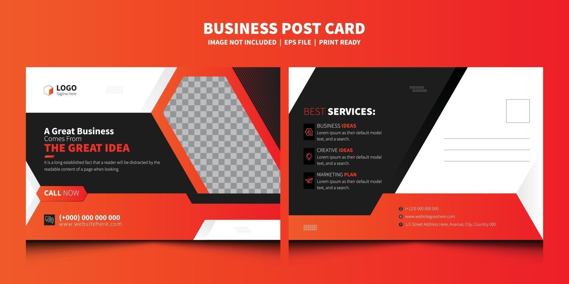 Postcard Design Vector. Corporate Business Postcard Template. DoubleSided Business Postcard