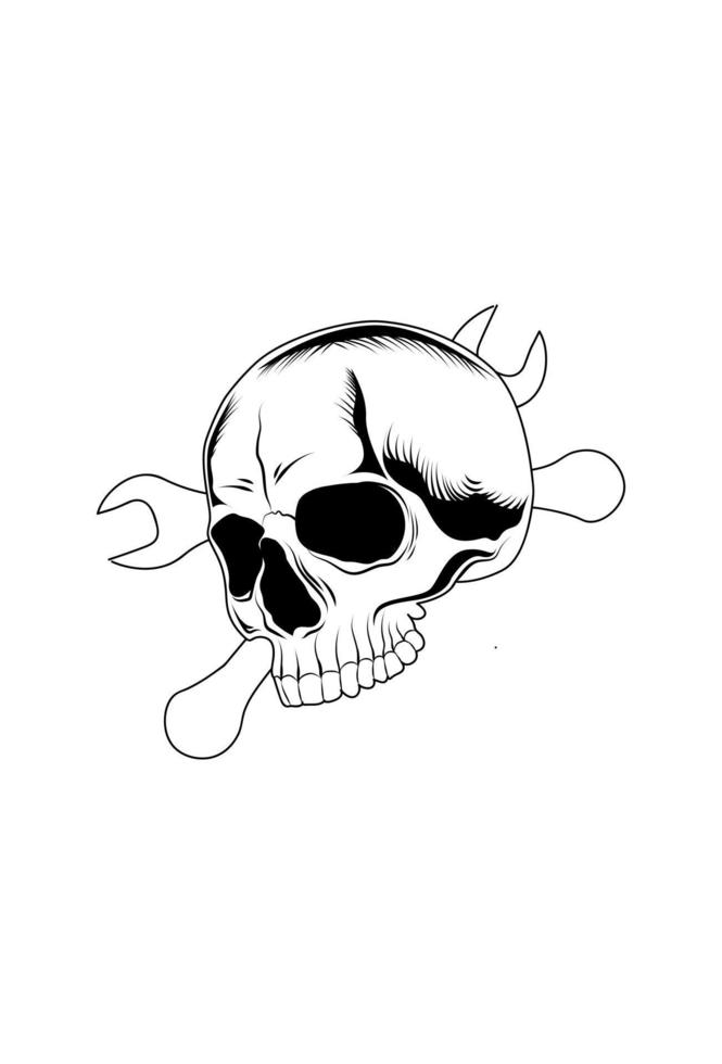 Skull with key ring vector illustration