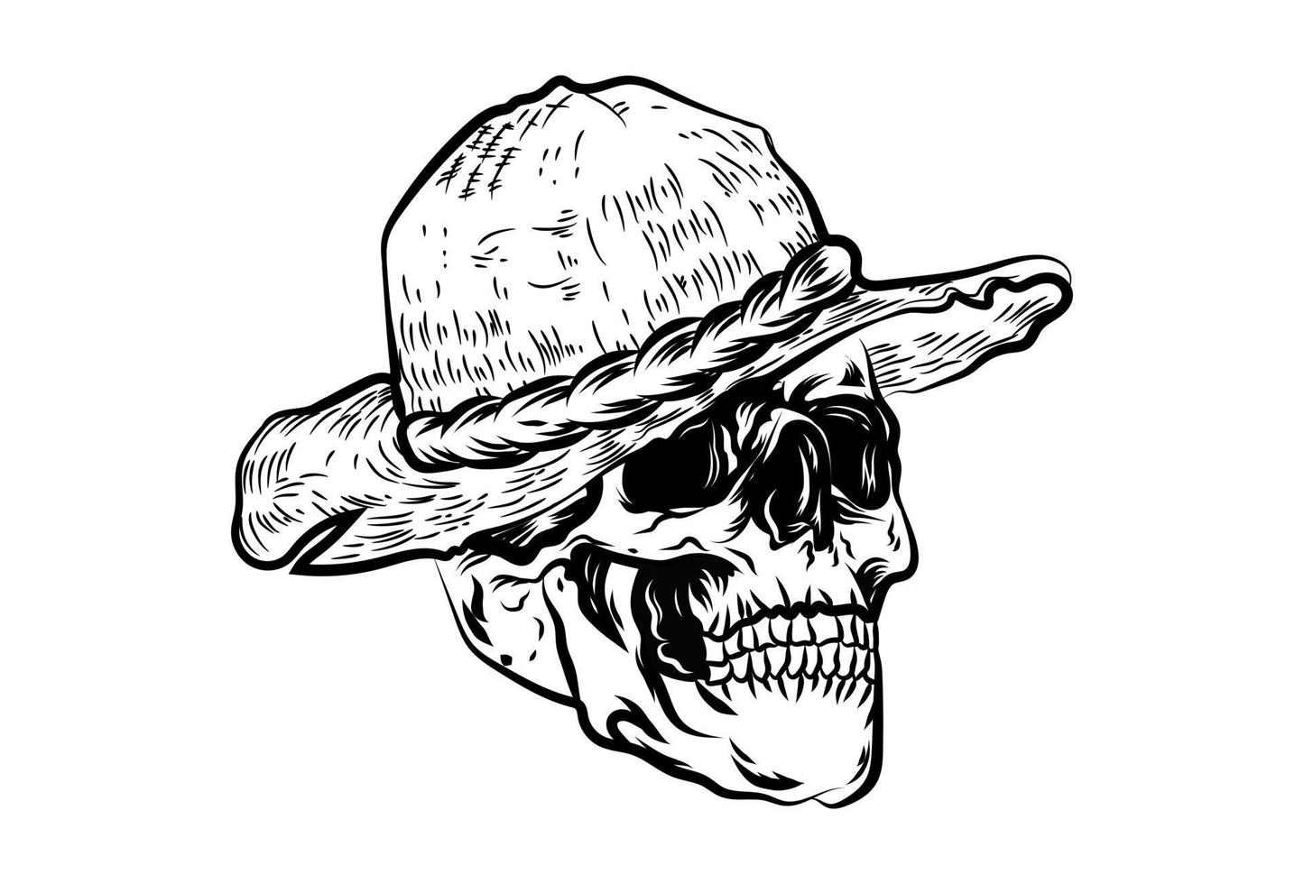 Skull with hat vector illustration
