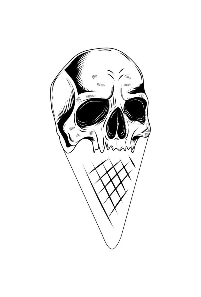 cráneo con ilustración de vector de helado