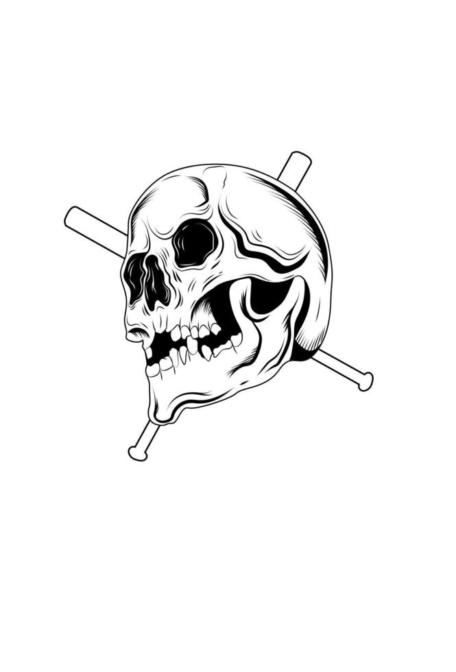 cráneo con ilustración de vector de bola base
