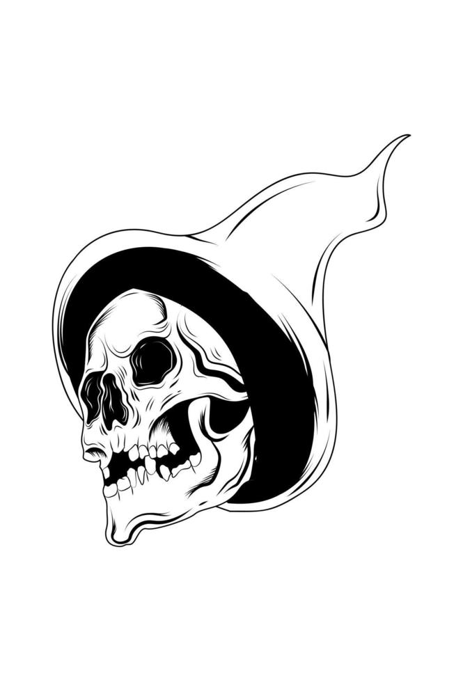 Skull with hat halloween vector illustration