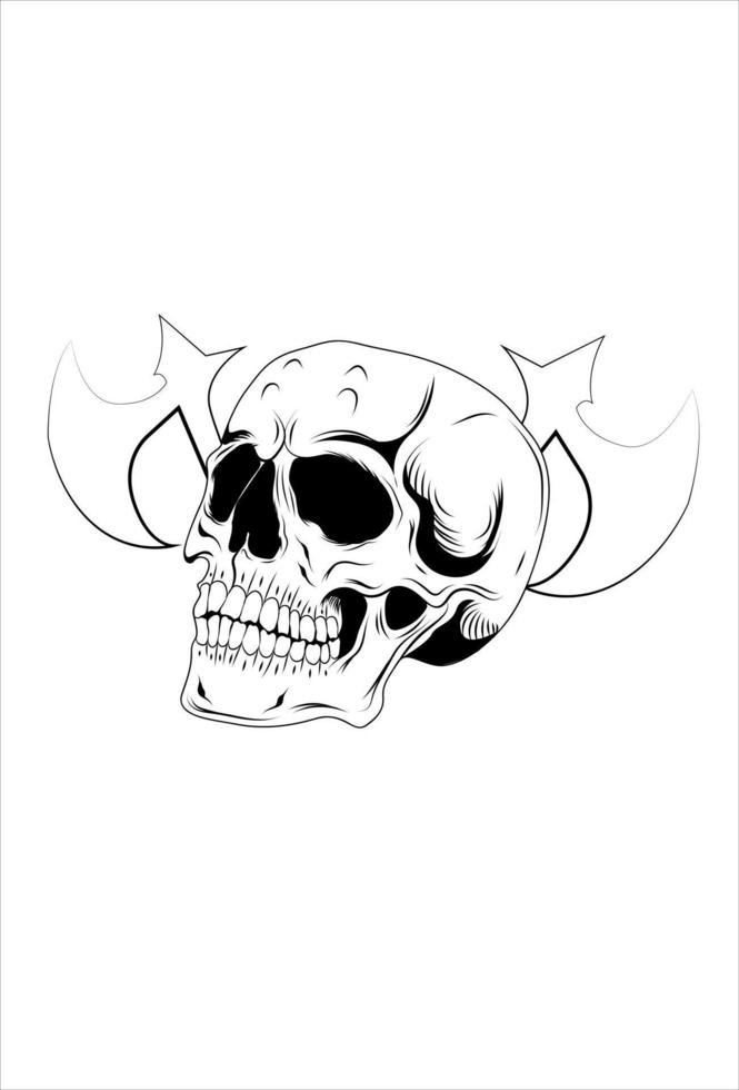 Skull and axe vector illustration