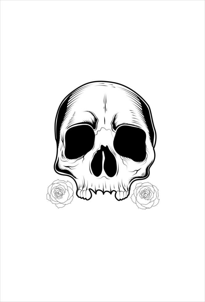 Skull with flower rose vector illustration