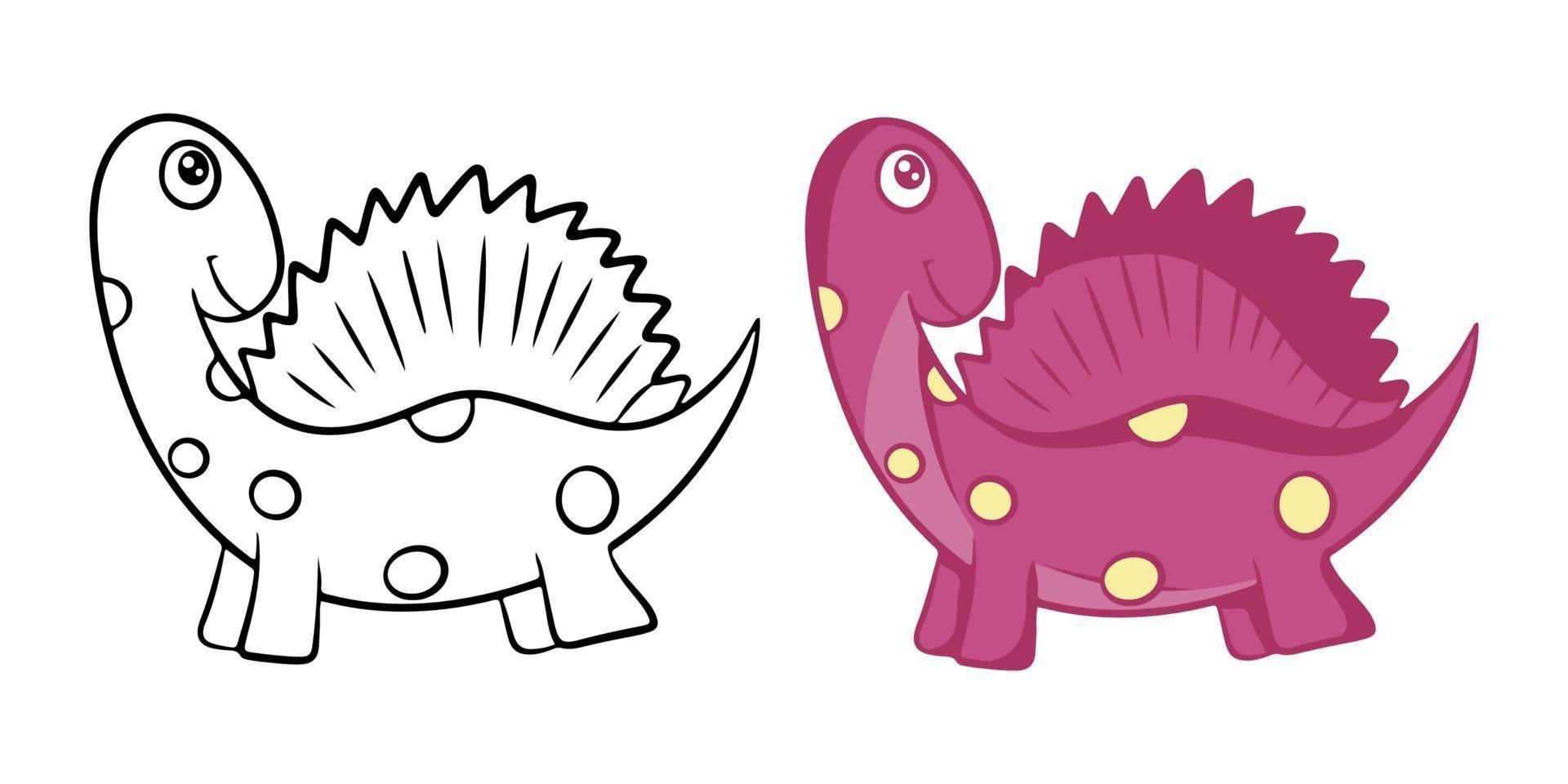 Dinosaur. Black and white vector illustration for coloring. Children's educational game. Vector, flat cartoon style.