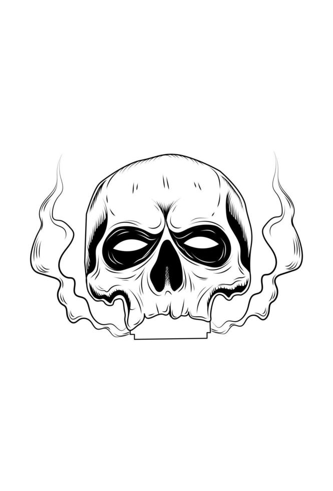 Skull with smoke vector illustration